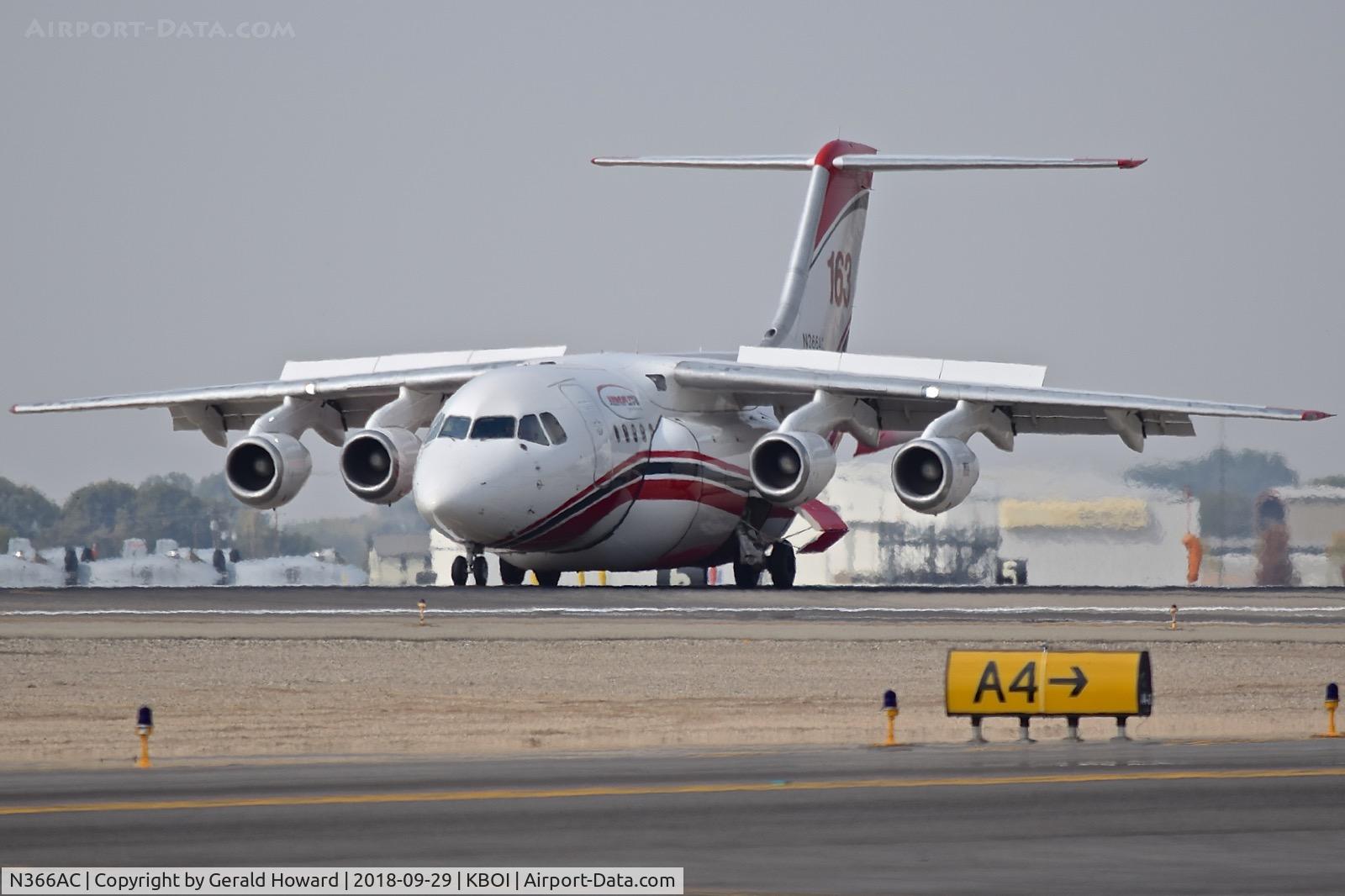 N366AC, 1996 British Aerospace Avro 146-RJ85 C/N E.2288, Landing roll out on RWY 10L.
