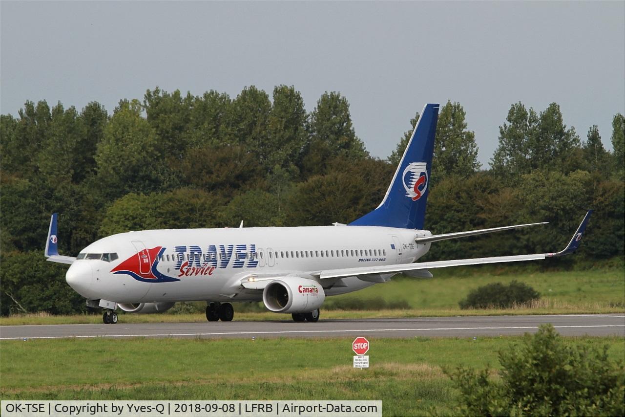OK-TSE, 2014 Boeing 737-81D C/N 39437, Boeing 737-81D, Ready to take off rwy 25L, Brest-Bretagne airport (LFRB-BES)