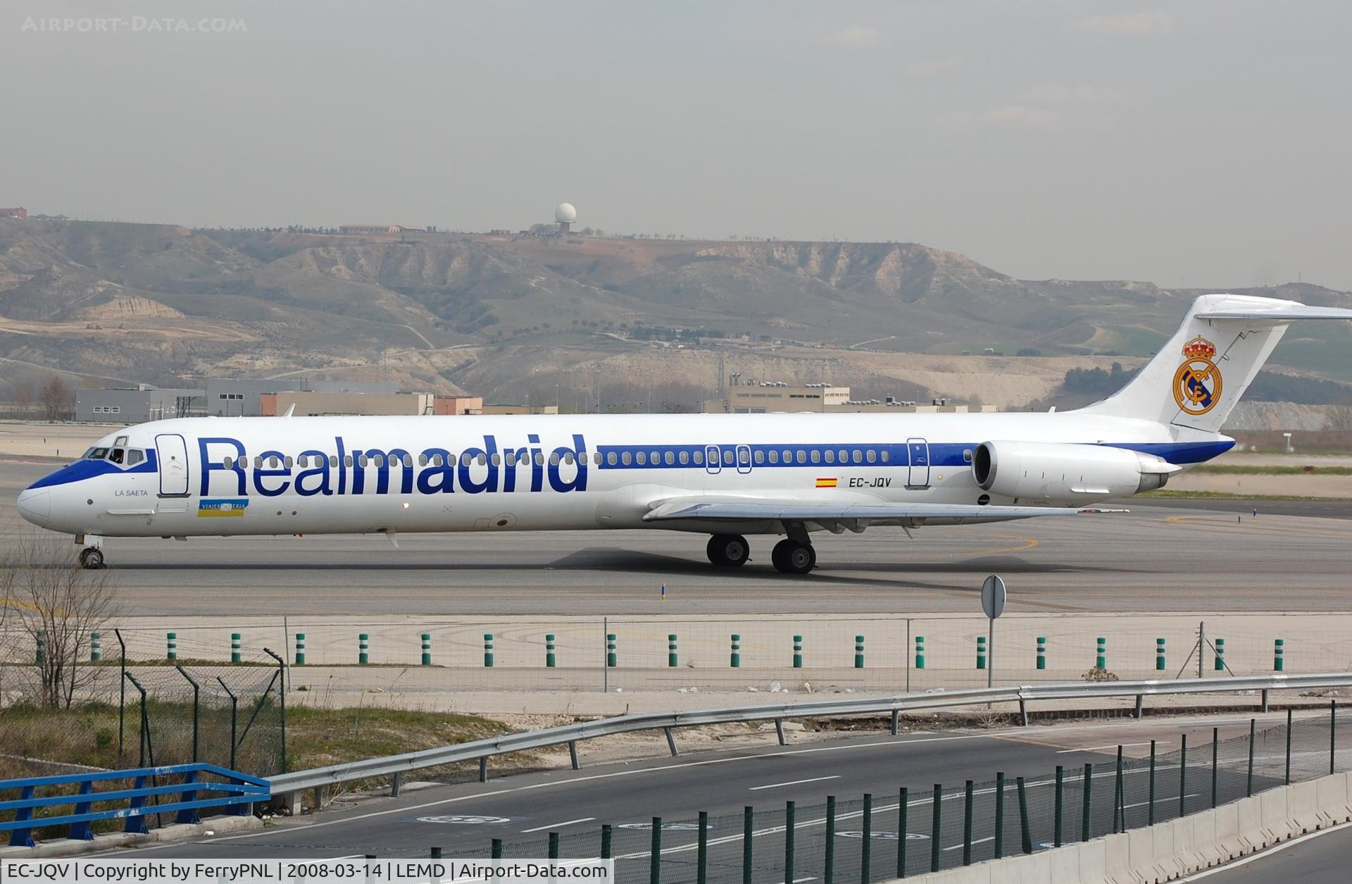 EC-JQV, 1987 McDonnell Douglas MD-83 C/N 49526/1342, Swiftair MD-83 sponsorred by Real Madrid. Aircraft scrapped in 2015.