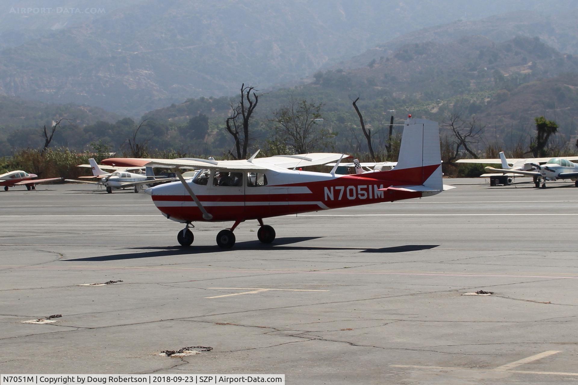 N7051M, 1958 Cessna 175 Skylark C/N 55351, 1958 Cessna 175 SKYLARK, Continental GO-300-A 175 Hp geared engine, taxi to Rwy 22