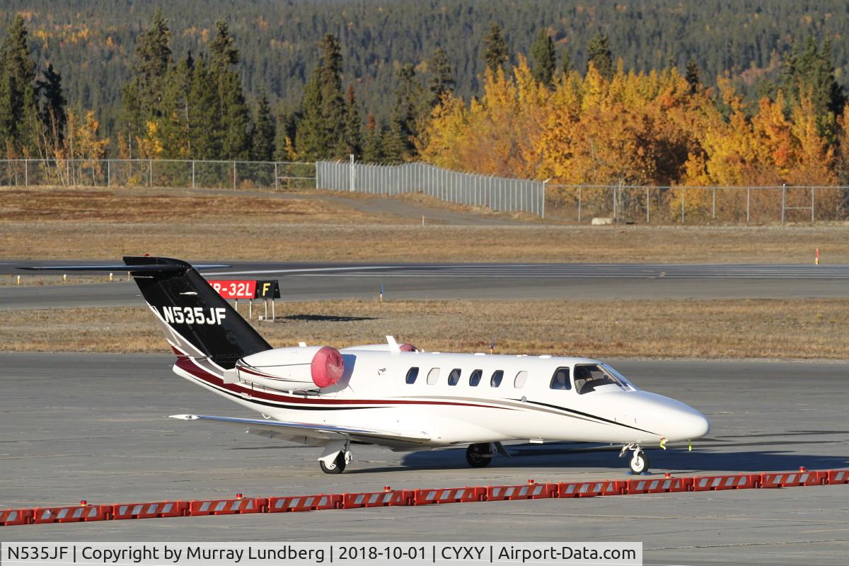 N535JF, 2007 Cessna 525A CitationJet CJ2 C/N 525A-0349, One of the corporate jets on the ramp at Whitehorse, Yukon, during big game hunting season.