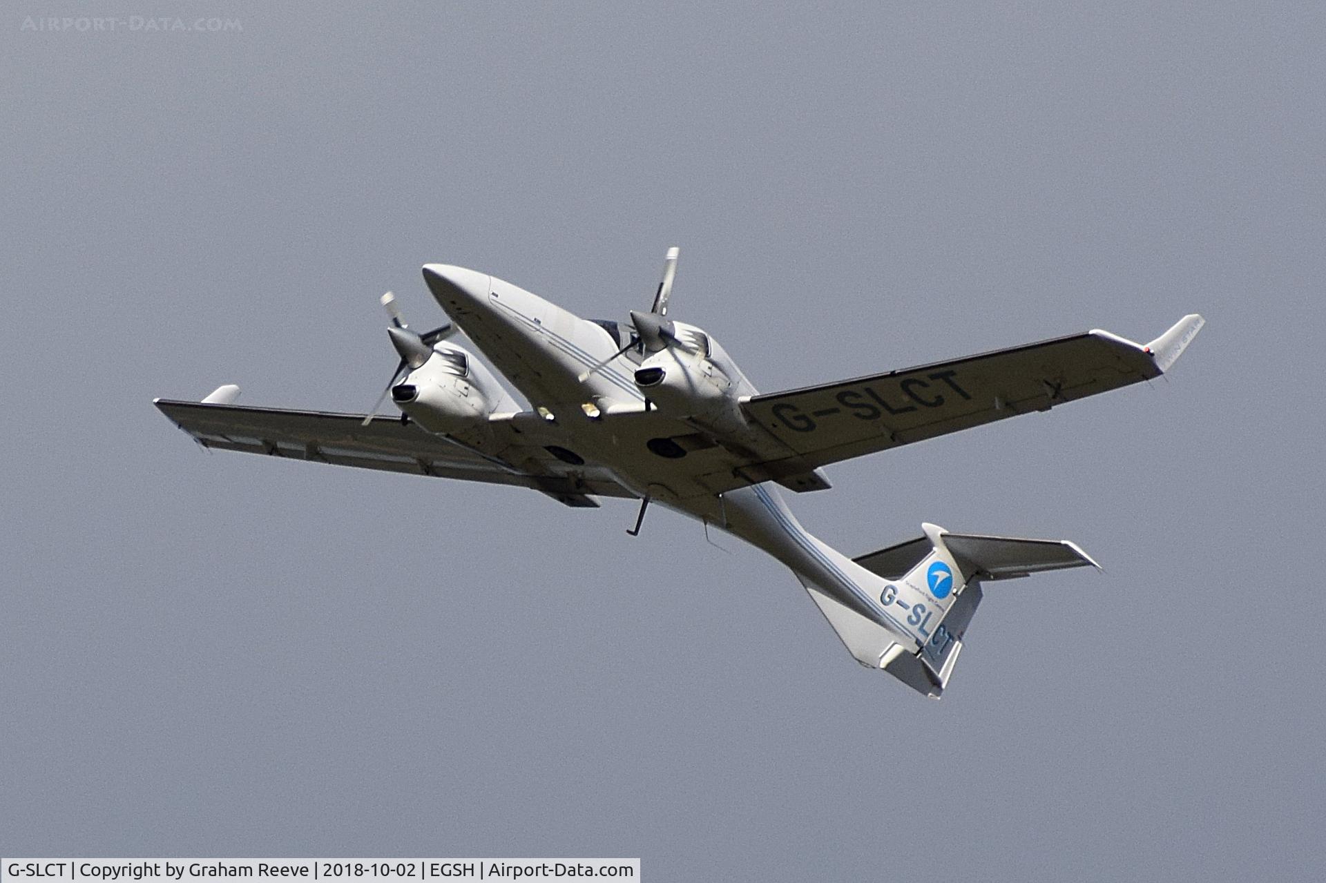 G-SLCT, 2005 Diamond DA-42 Twin Star C/N 42.031, Over head at Norwich.