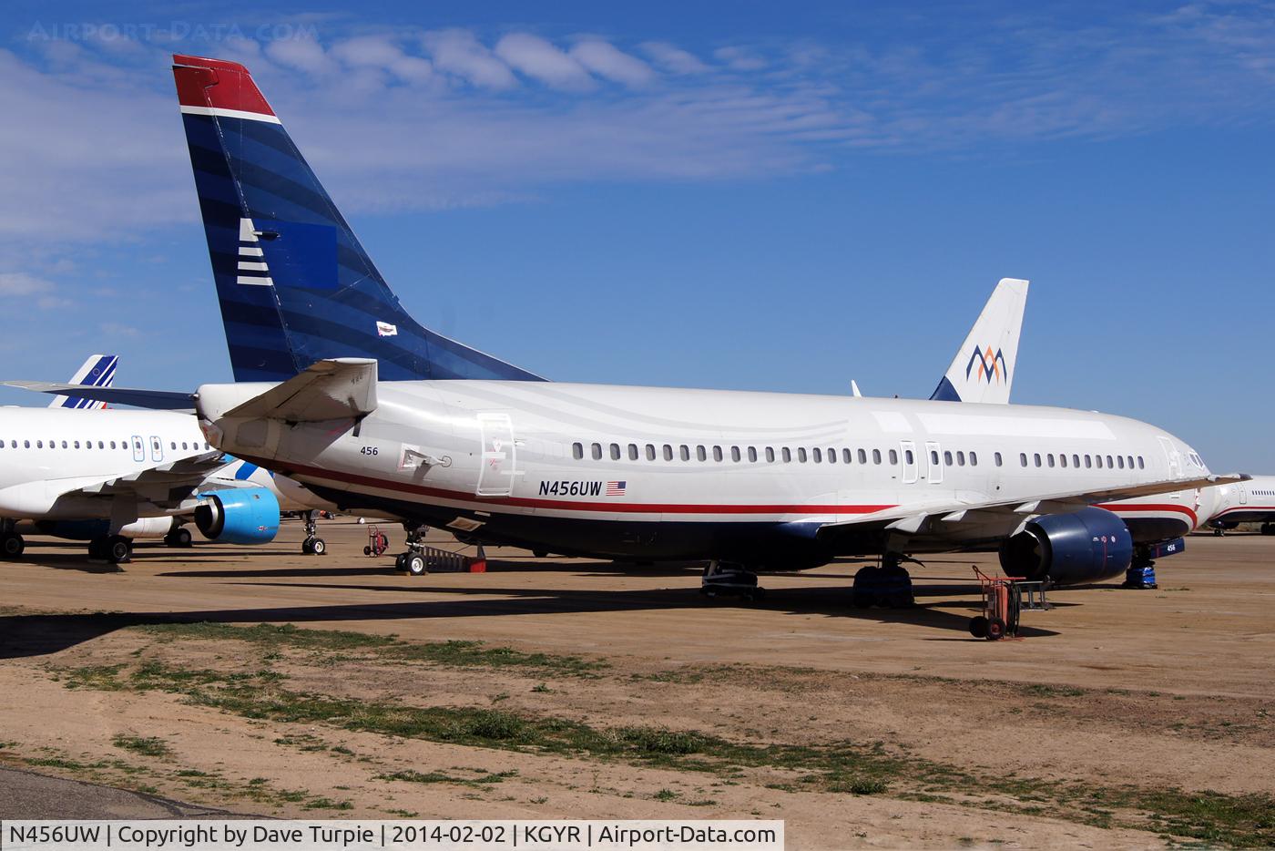 N456UW, 1991 Boeing 737-4B7 C/N 25020, Previously with US Airways. Stored at KGYR in September 2013 and subsequently scrapped.