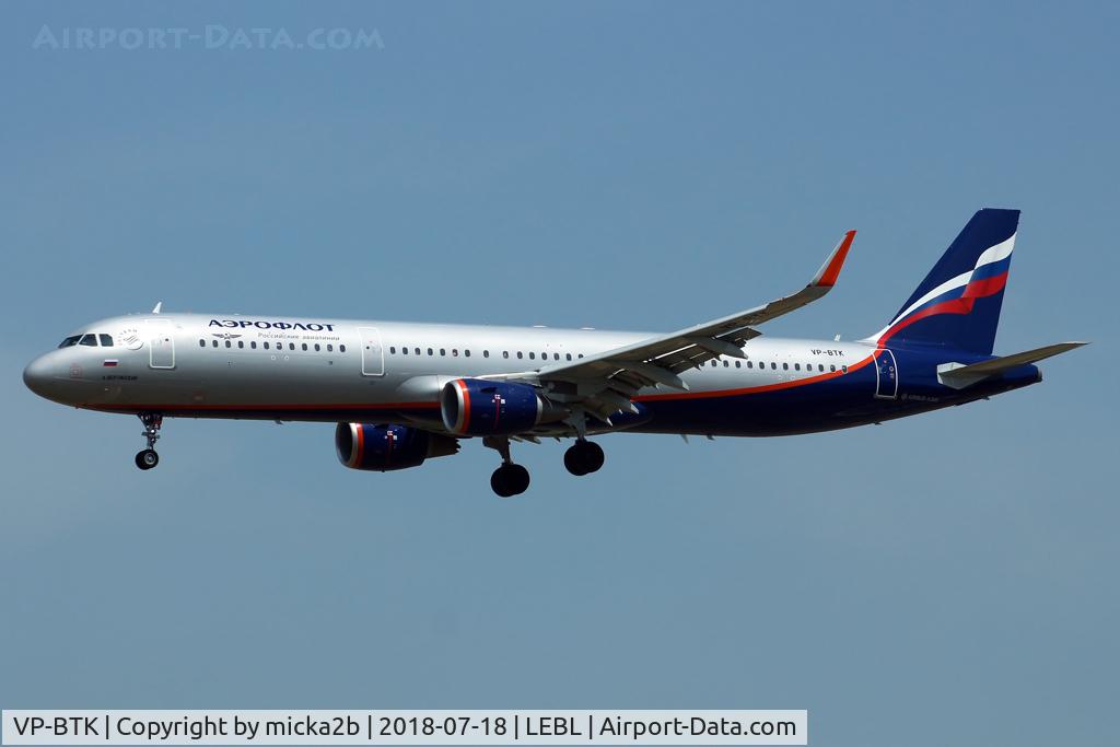 VP-BTK, 2018 Airbus A321-211 C/N 7934, Landing