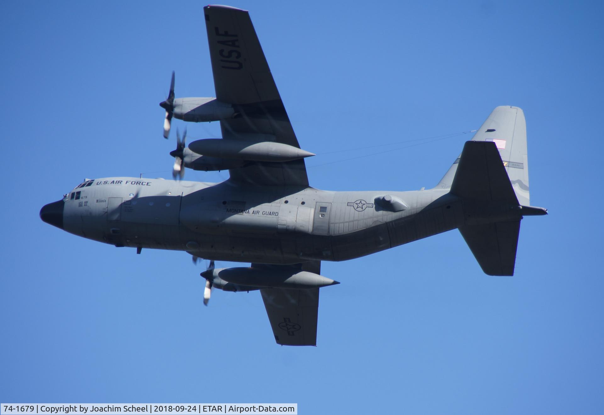 74-1679, 1975 Lockheed C-130H Hercules C/N 382-4646, 74-1679 leaving Ramstein AB.