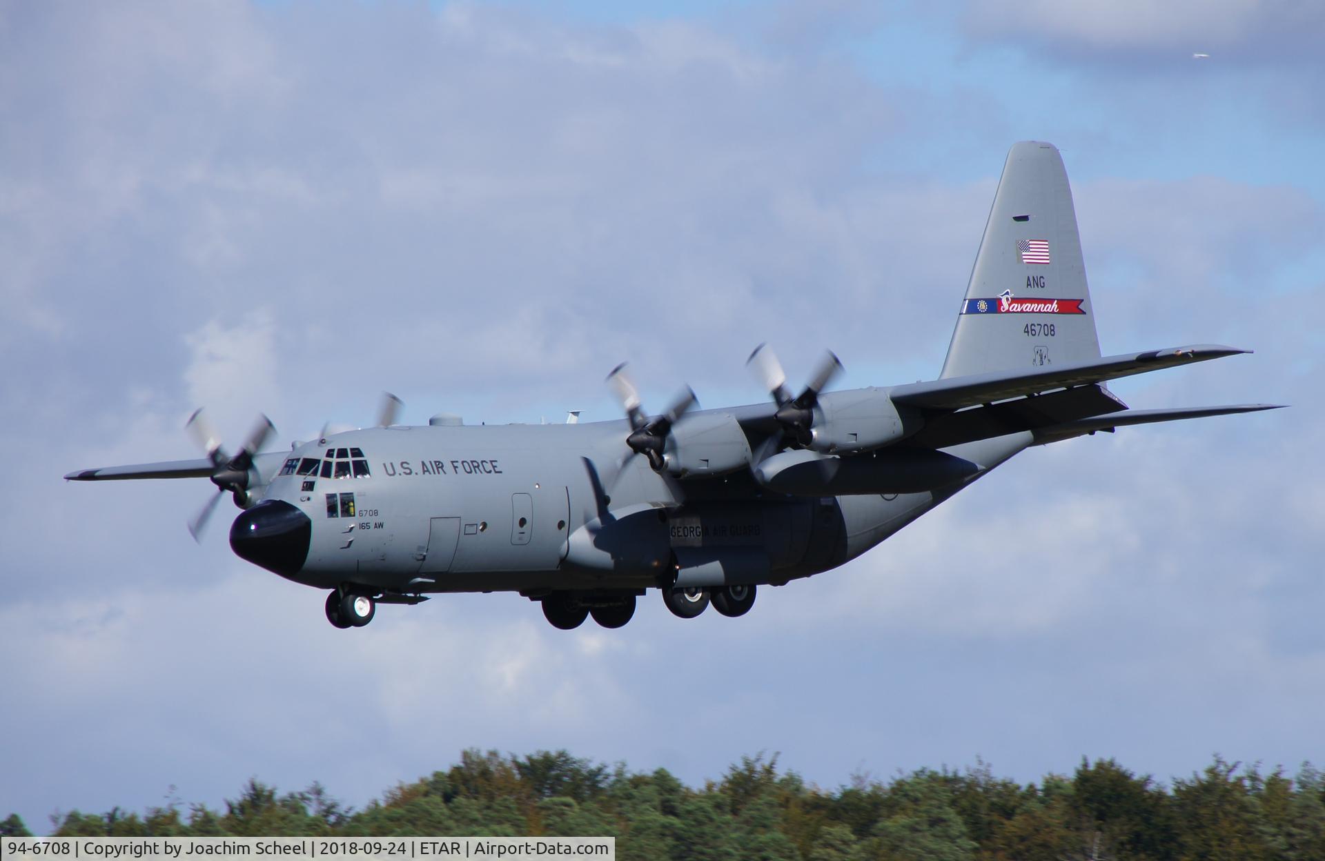 94-6708, 1994 Lockheed C-130H Hercules C/N 382-5400, Arriving at Ramstein AB.