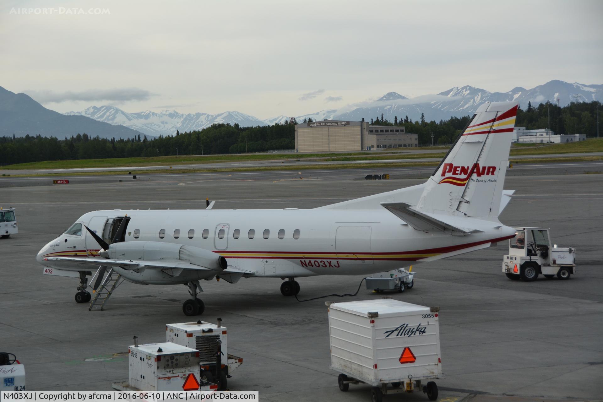 N403XJ, 1996 Saab 340B C/N 340B-403, ON THE RAMP AT ANCHORAGE