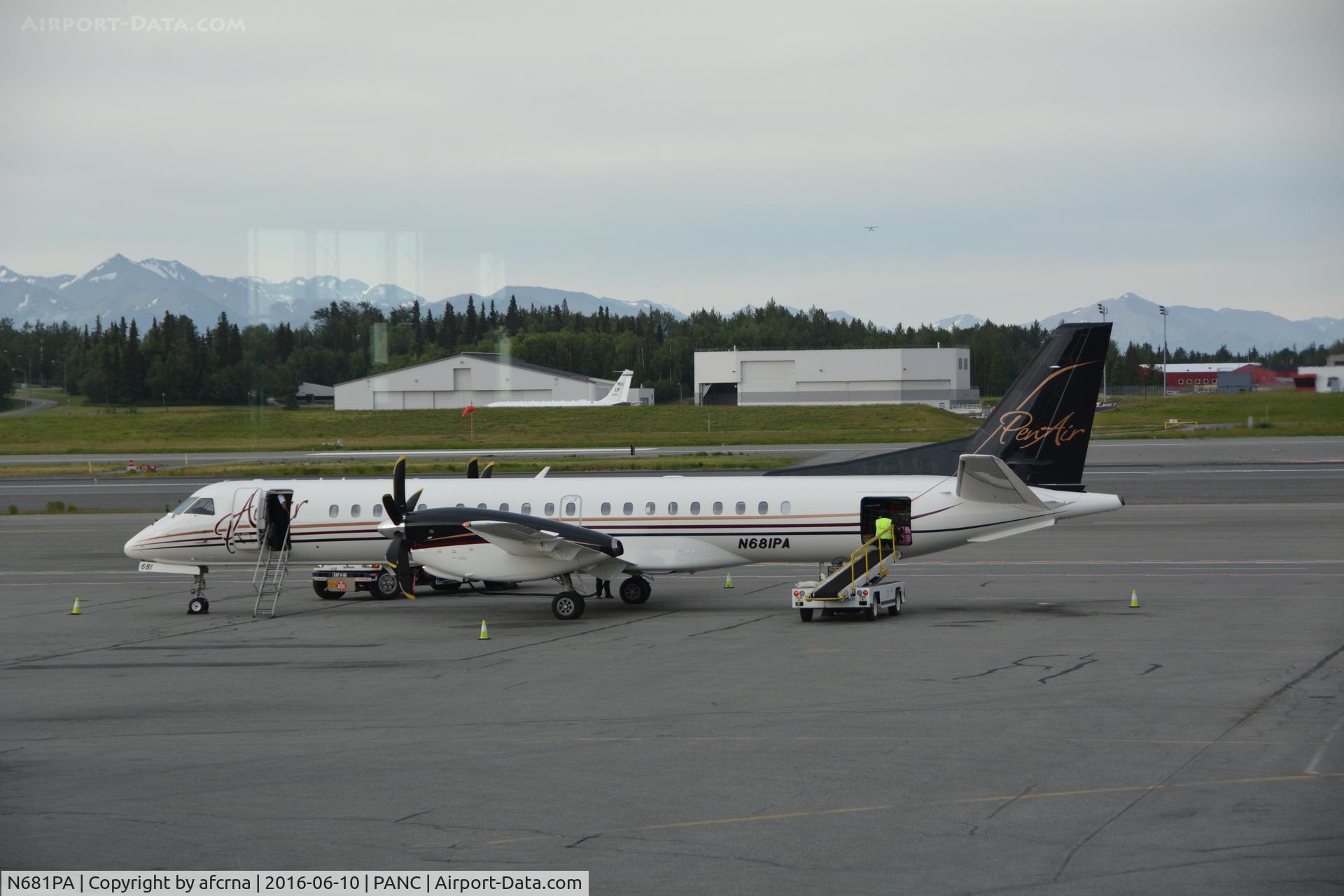 N681PA, 1995 Saab 2000 C/N 2000-027, ON THE RAMP AT ANCHORAGE