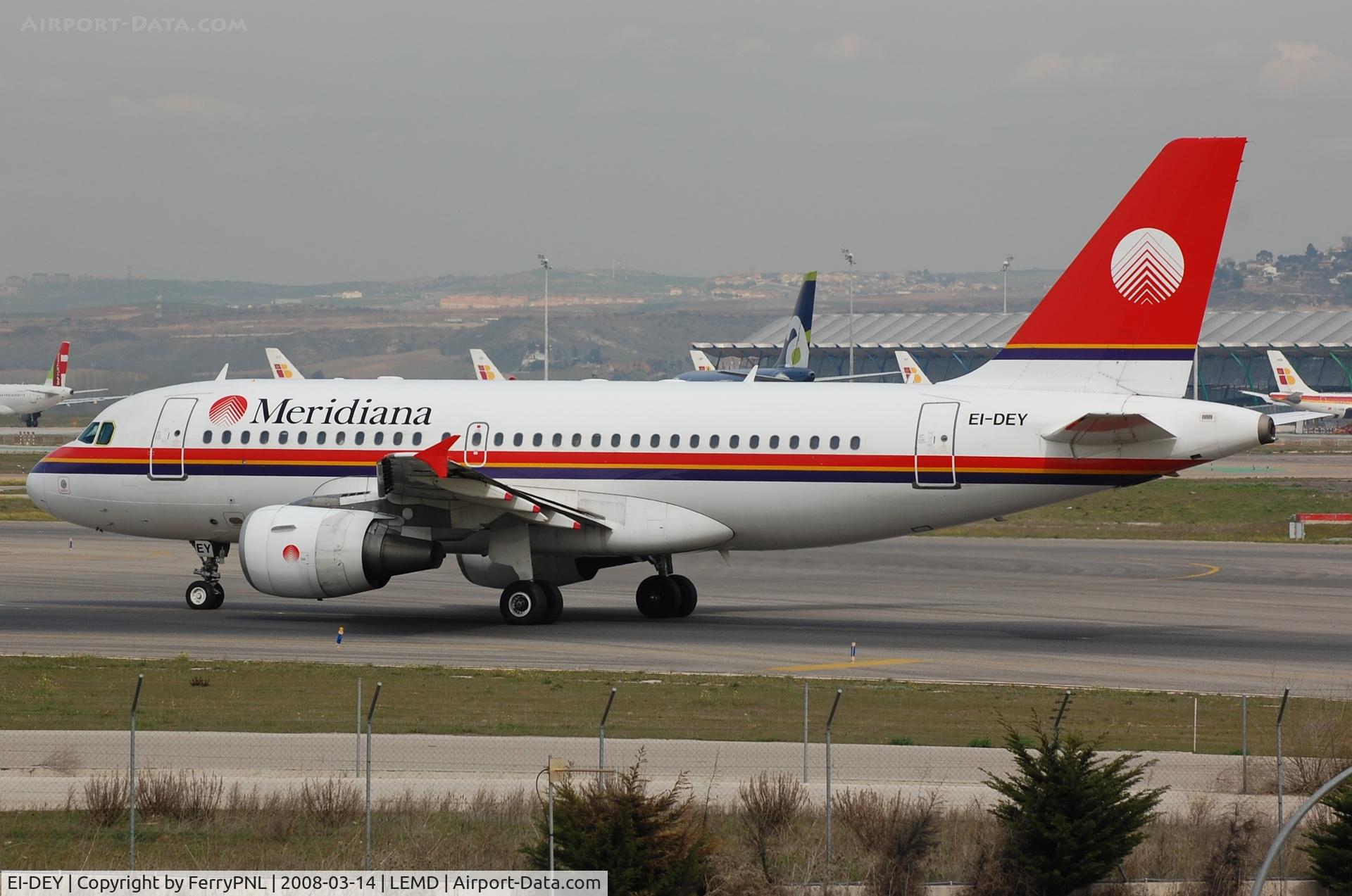EI-DEY, 1999 Airbus A319-112 C/N 1102, Meridiana A319 departing