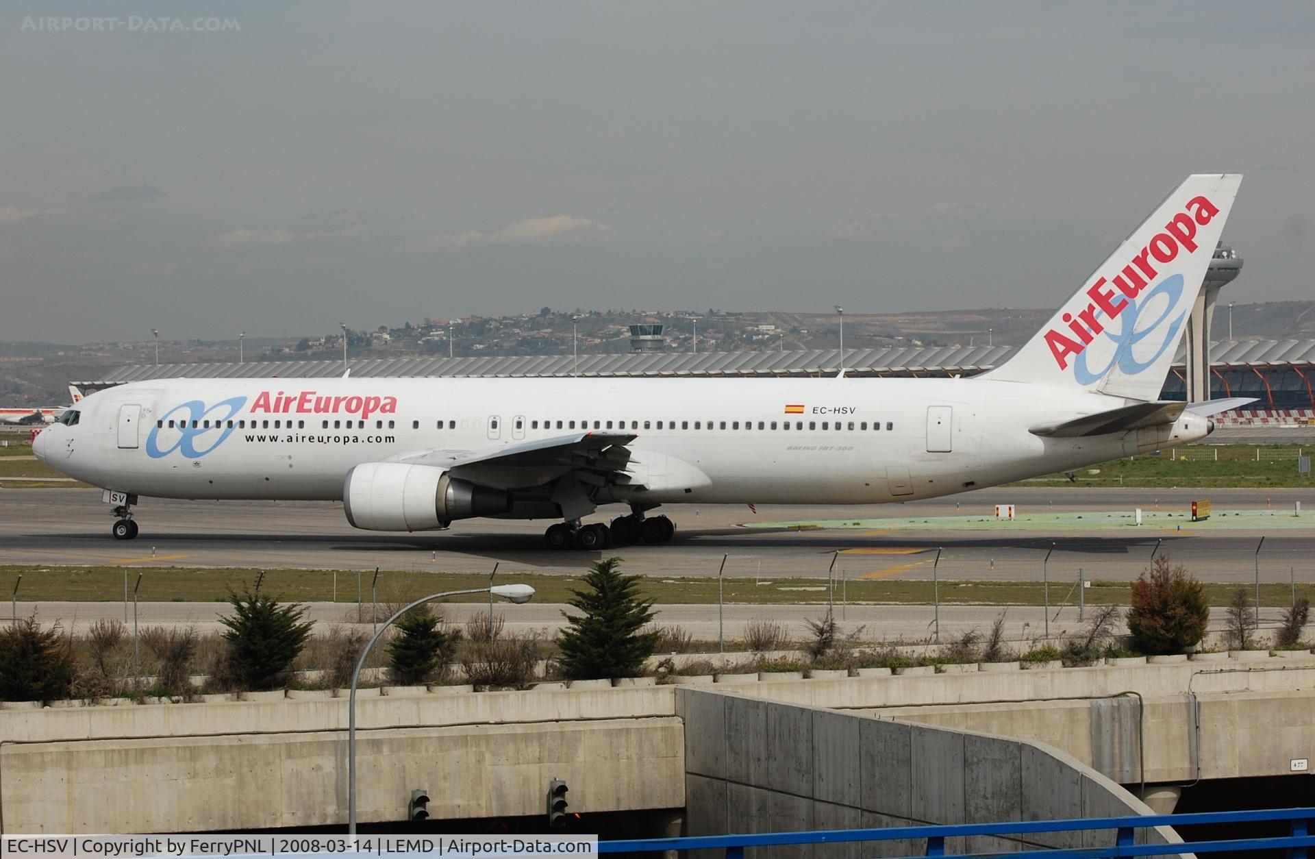 EC-HSV, 2001 Boeing 767-3Q8/ER C/N 29387, Air Europa B763 departing, now flies with Condor (D-ABUO).
