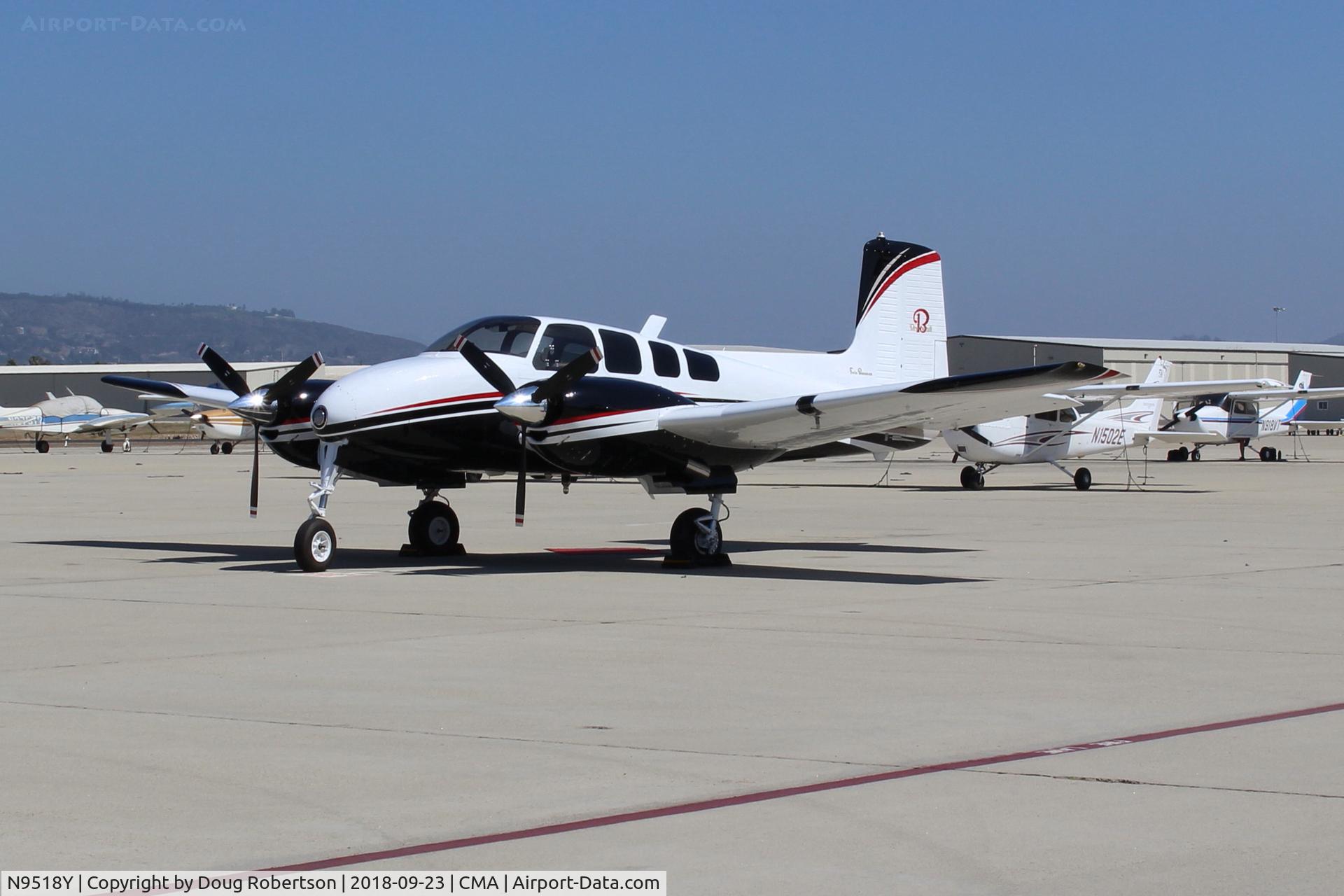 N9518Y, 1962 Beech D50E Twin Bonanza C/N DH-334, 1961 Beech D50-E, 2 Lycoming GSO-480-C2FL 295 Hp each, 47 were built. Thank you Mark!