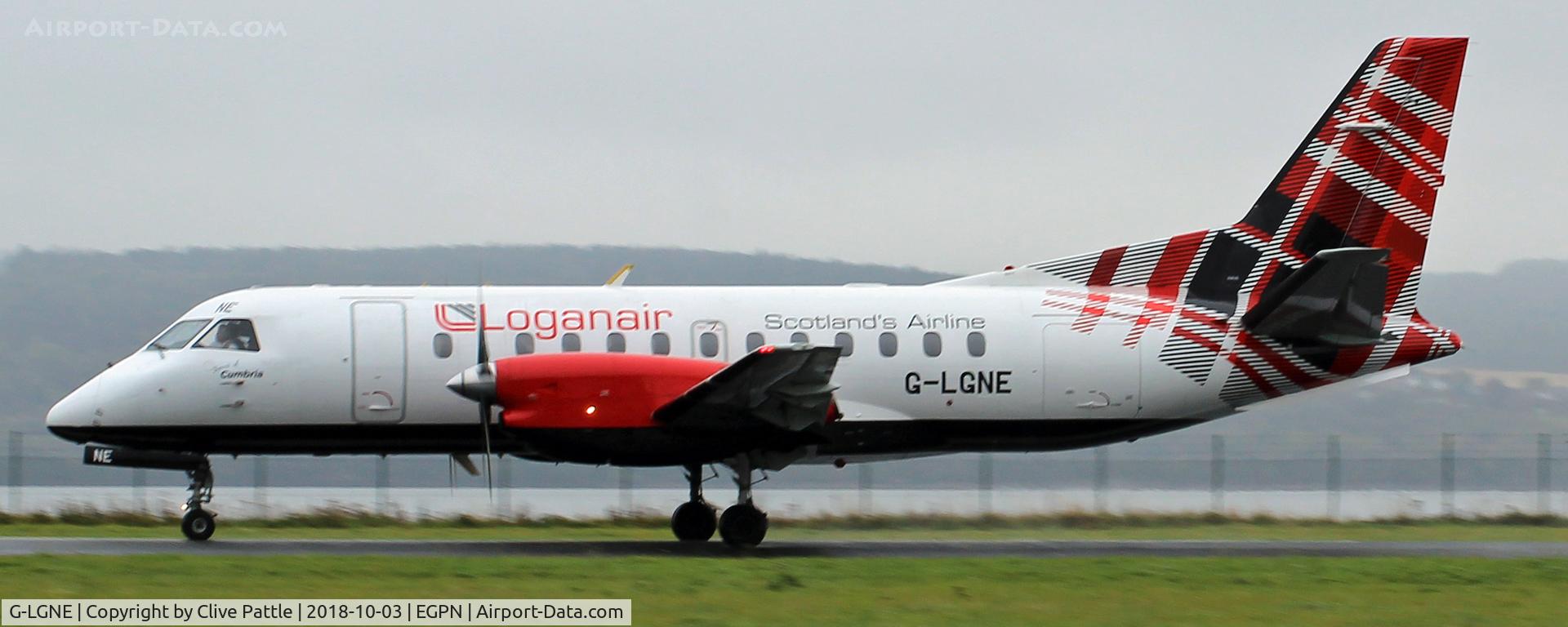 G-LGNE, 1989 Saab SF340B C/N 340B-172, In action at Dundee
