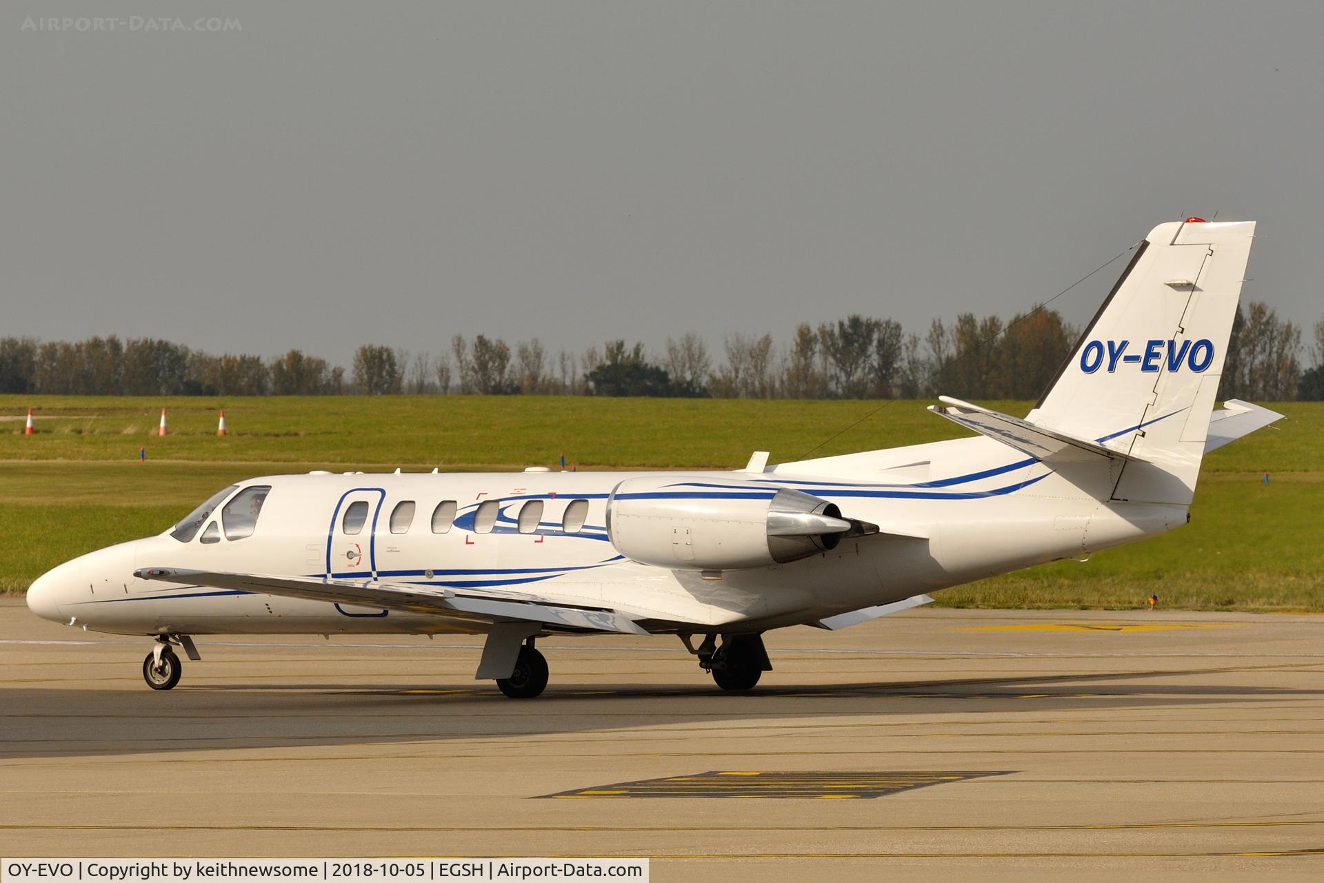 OY-EVO, 2003 Cessna 550 Citation Bravo C/N 550-1050, Arriving at Norwich from Oxford, Kiddlington.
