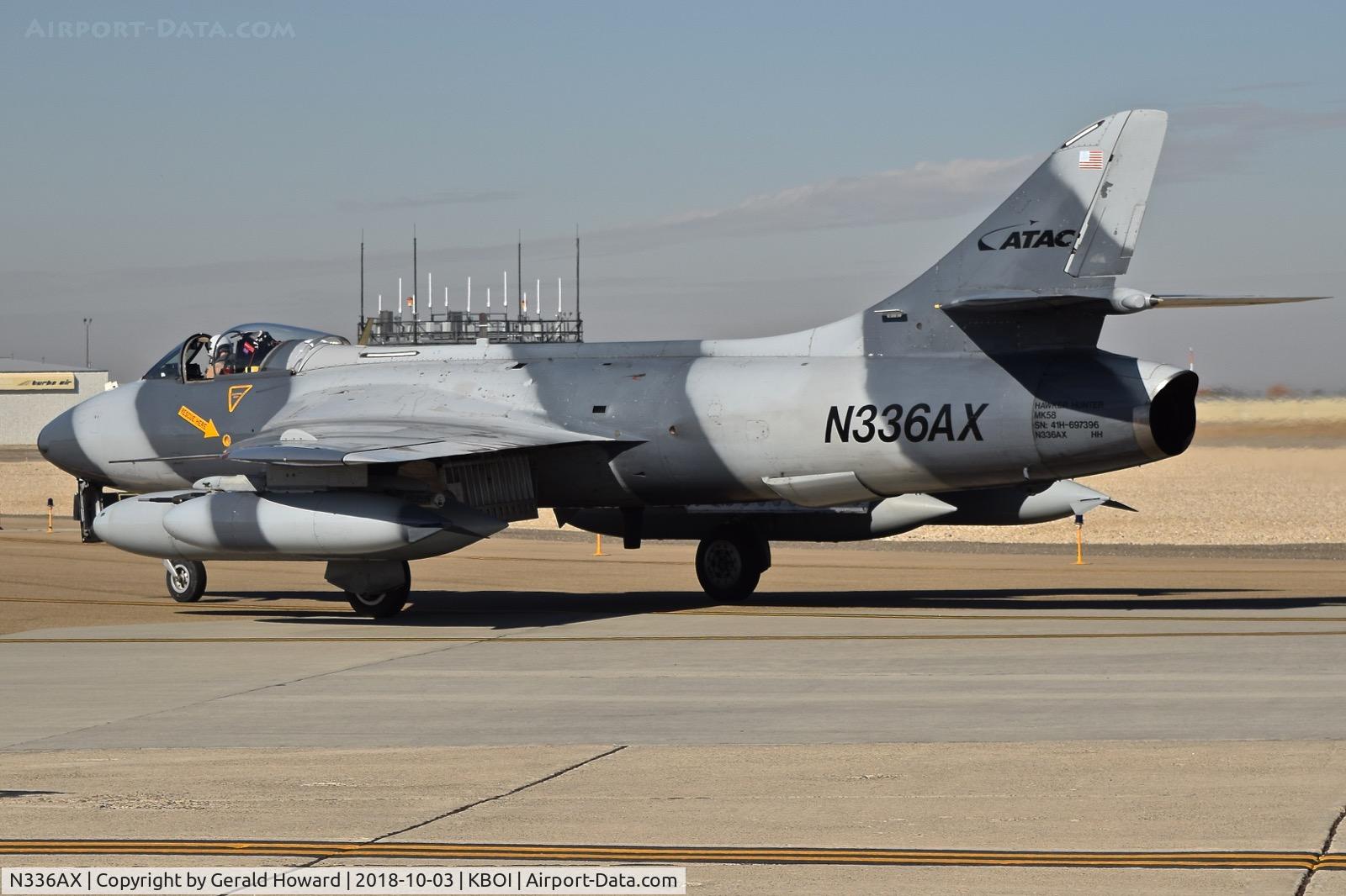 N336AX, Hawker Hunter F.58 C/N 41H-697396, Taxiing off Bravo.