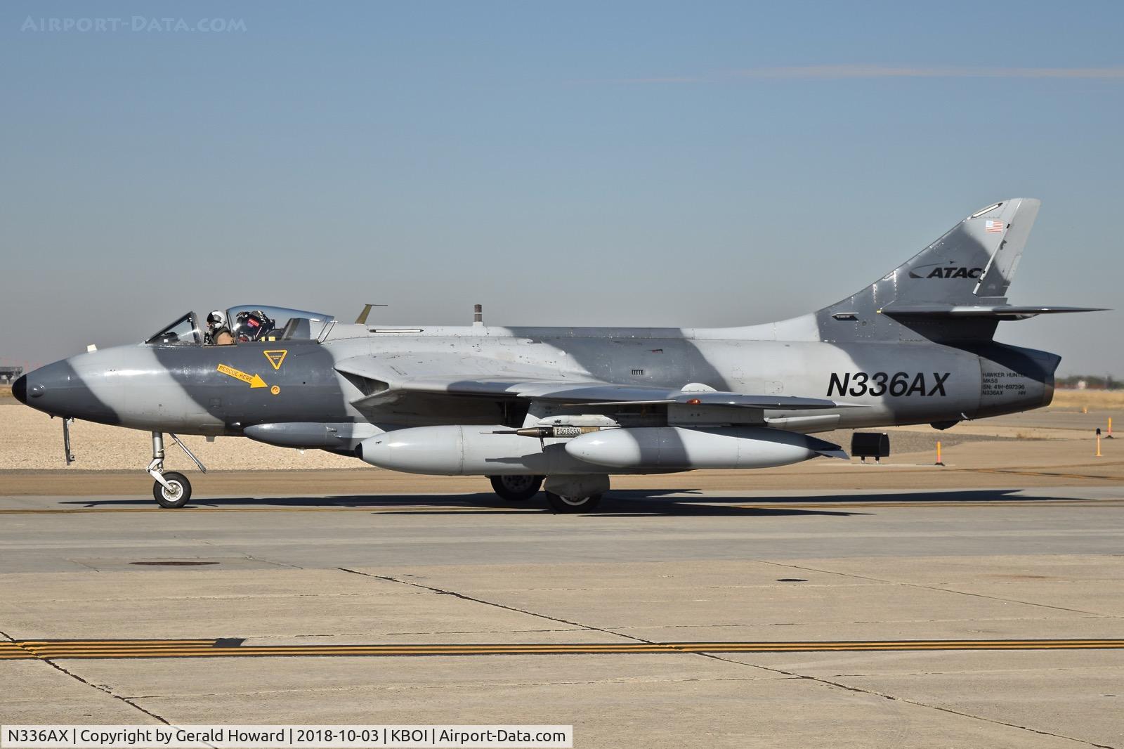 N336AX, Hawker Hunter F.58 C/N 41H-697396, Taxiing off Bravo.