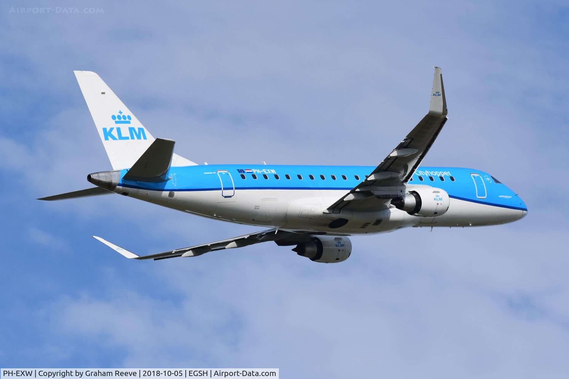 PH-EXW, 2018 Embraer ERJ-175STD (ERJ-170-200) C/N 17000710, Departing from Norwich.