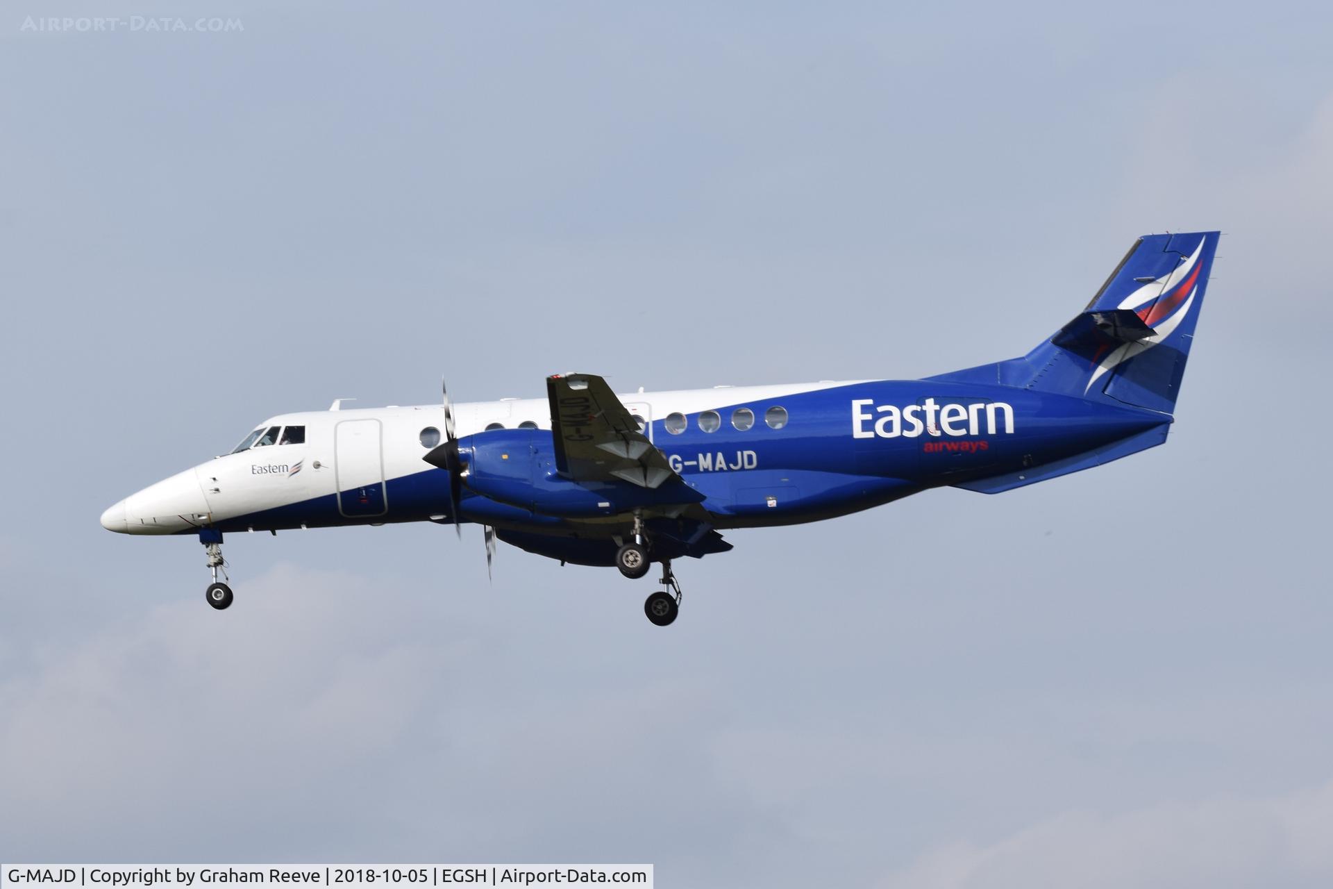 G-MAJD, 1992 British Aerospace Jetstream 41 C/N 41006, Landing at Norwich.