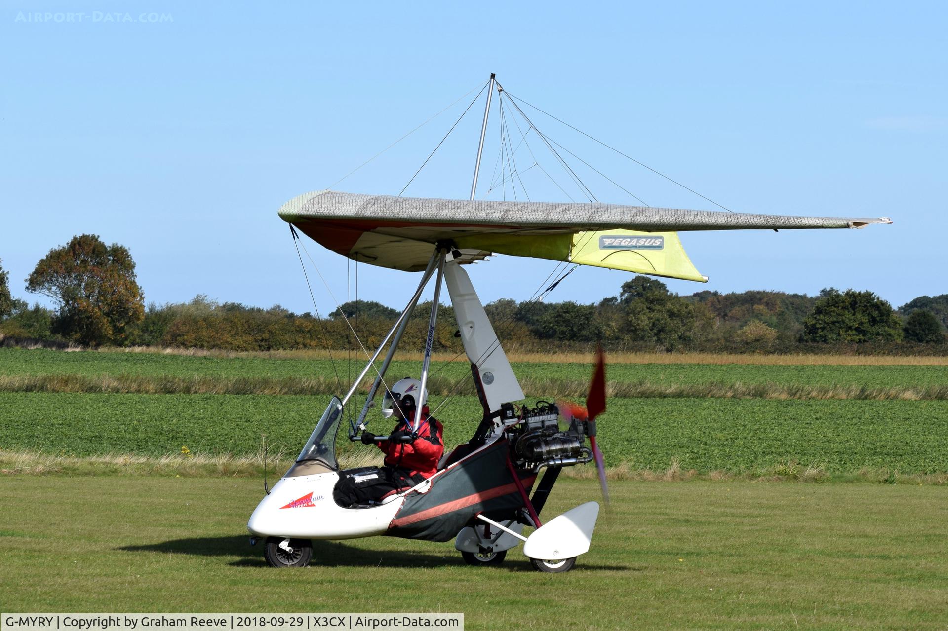 G-MYRY, 1994 Solar Wings Pegasus Quantum 15 C/N 6813, Just landed at Northrepps.