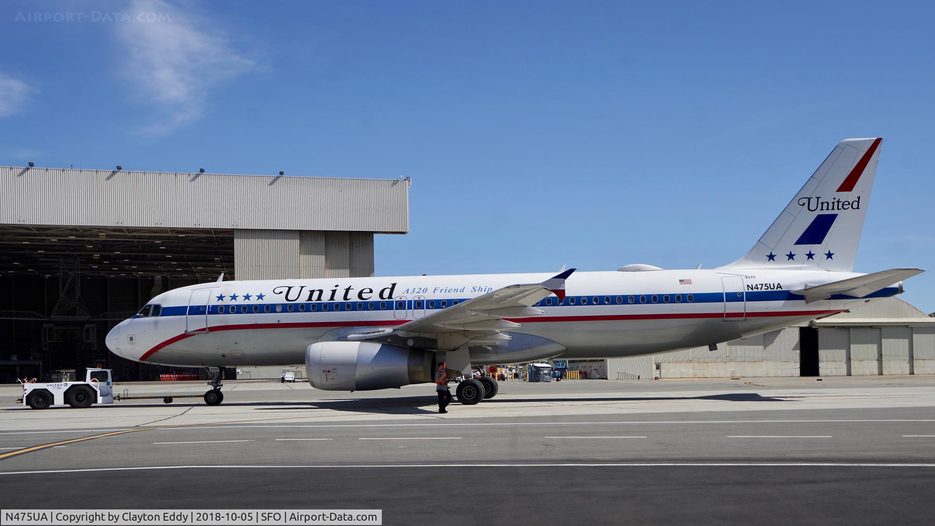 N475UA, 2001 Airbus A320-232 C/N 1495, SFO 2018.