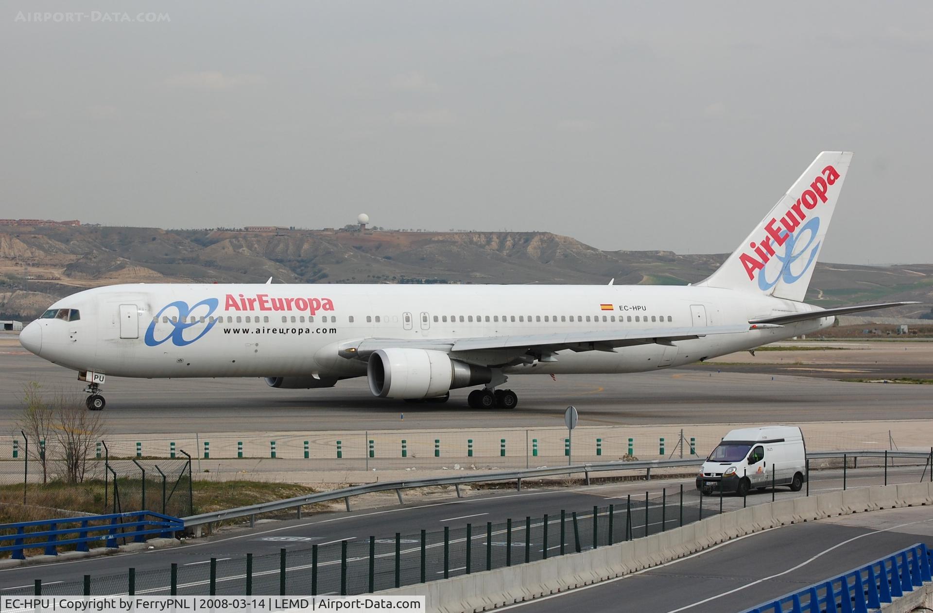 EC-HPU, 2001 Boeing 767-3Q8/ER C/N 30048, Air Europa B763 leaving MAD. Aircraft went to Condor as D-ABUP