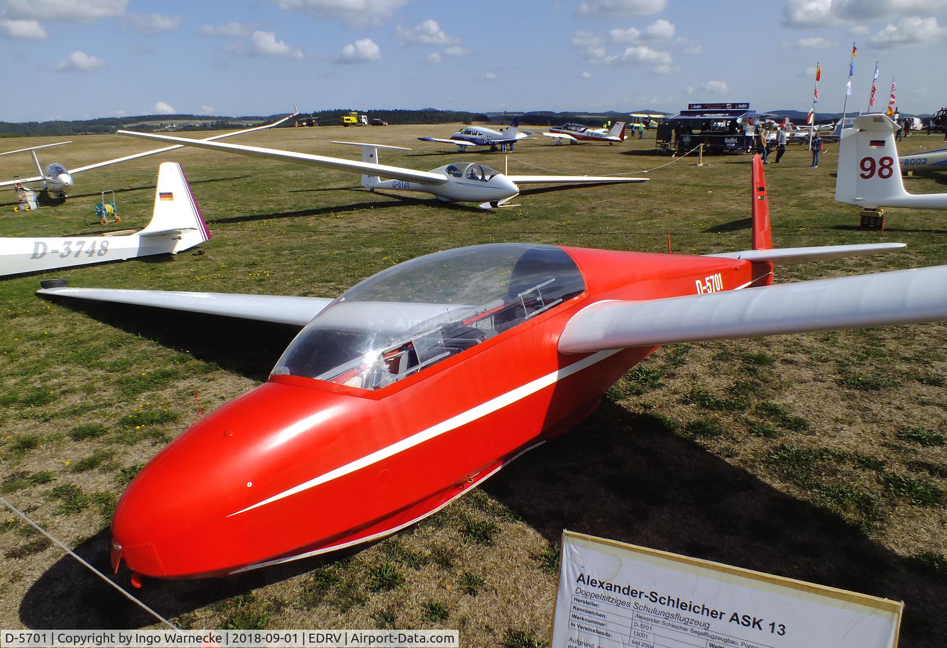 D-5701, 1966 Schleicher ASK-13 C/N 13001, Schleicher ASK-13 at the 2018 Flugplatzfest Wershofen