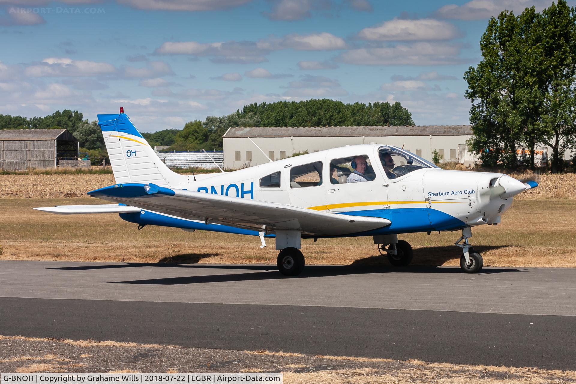 G-BNOH, 1987 Piper PA-28-161 Cherokee Warrior II C/N 2816016, Piper PA-28-161 Warrior II G-BNOH Sherburn Aero Club, Breighton 22/7/18