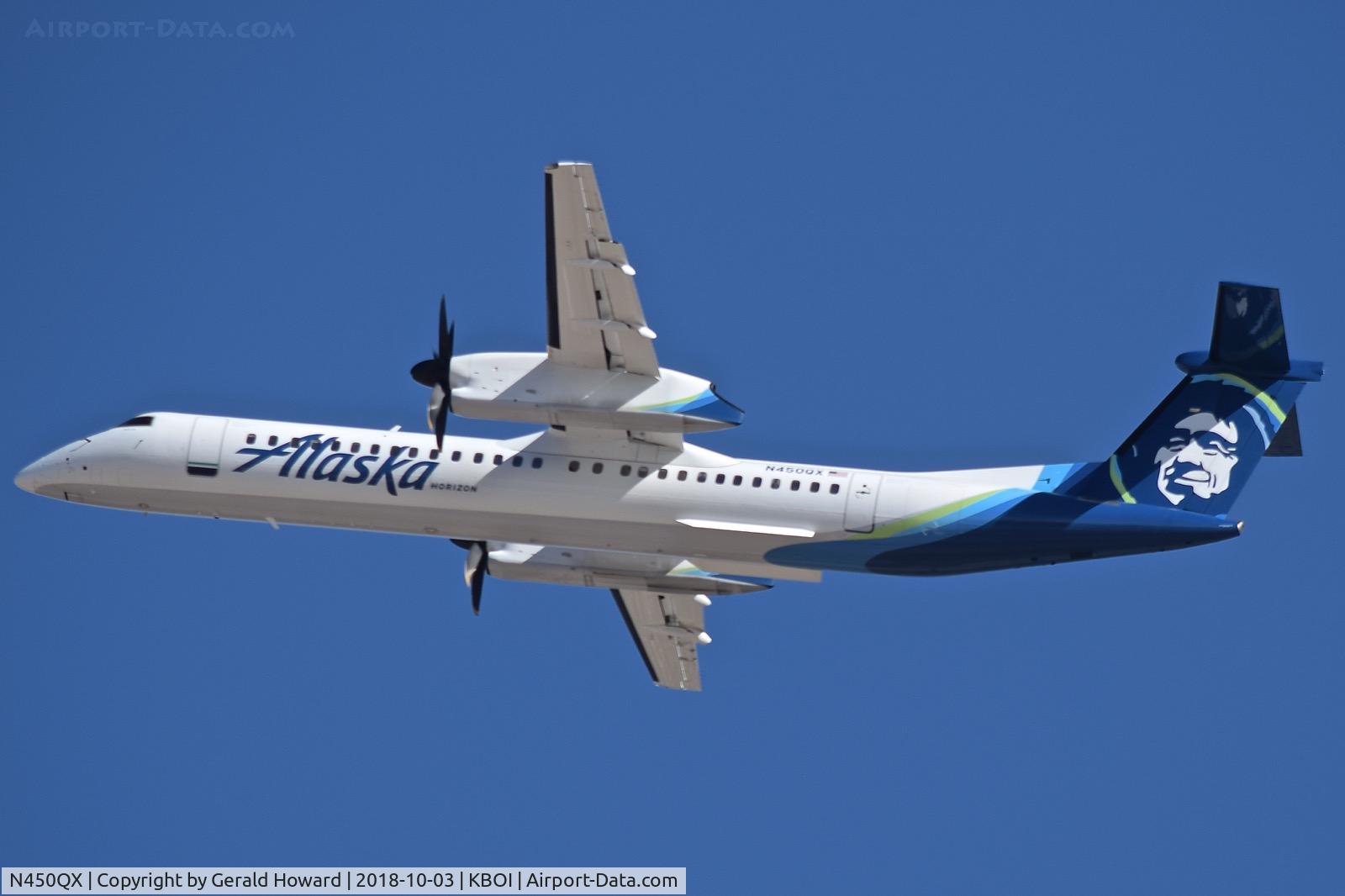 N450QX, 2013 Bombardier DHC-8-402Q Dash 8 C/N 4452, Departing BOI.