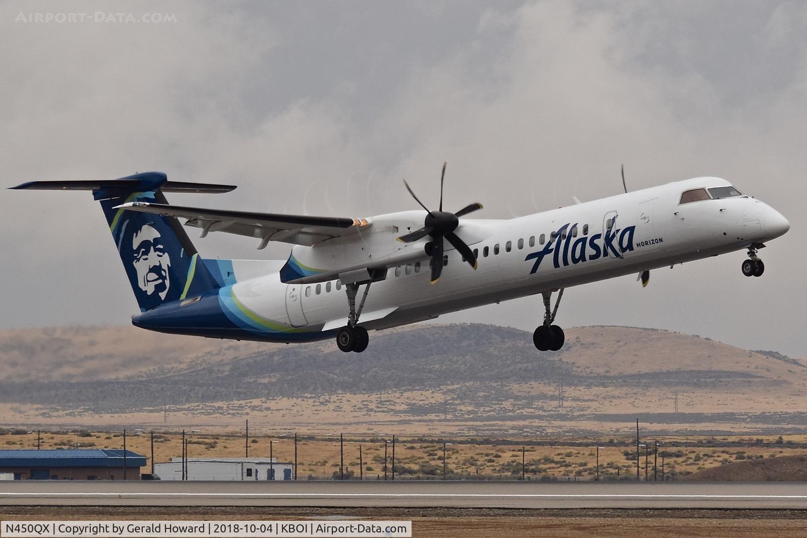 N450QX, 2013 Bombardier DHC-8-402Q Dash 8 C/N 4452, Takeoff from RWY 28R.