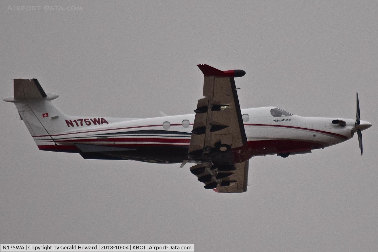 N175WA, 2017 Pilatus PC-12/47E C/N 1750, Departing BOI.