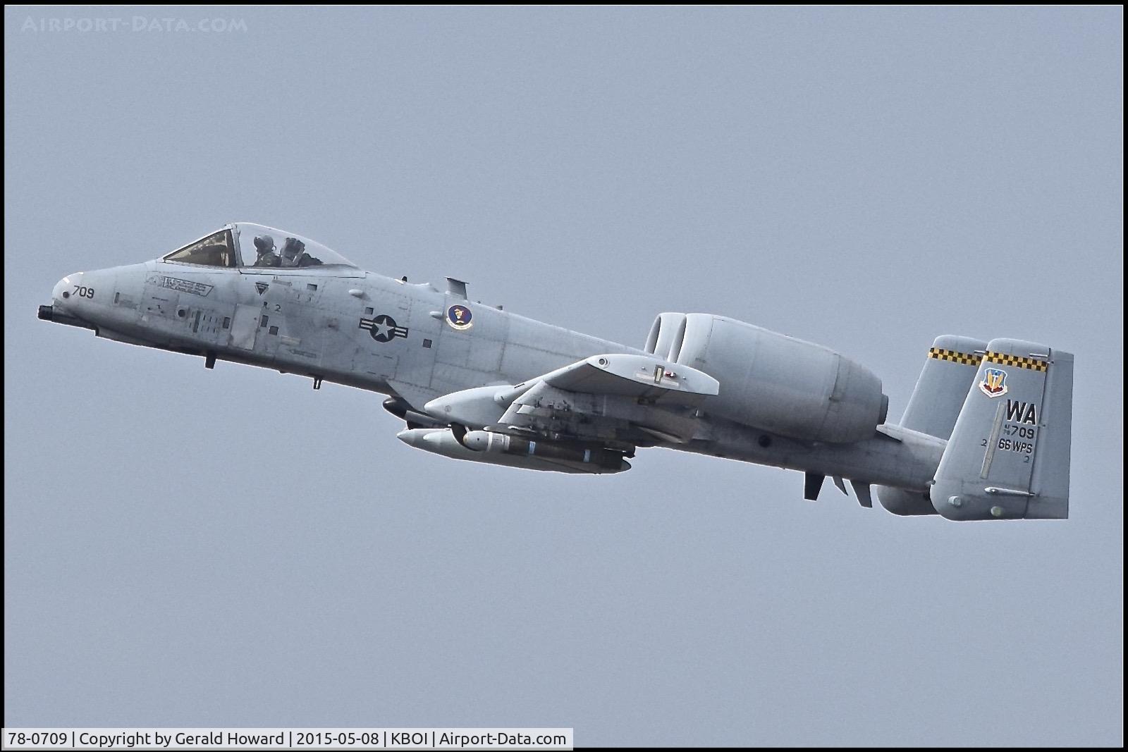 78-0709, 1978 Fairchild Republic A-10C Thunderbolt II C/N A10-0329, Departing BOI. 57th Wing, 66th WPS (Weapons Squadron), Nellis, AFB, NV.