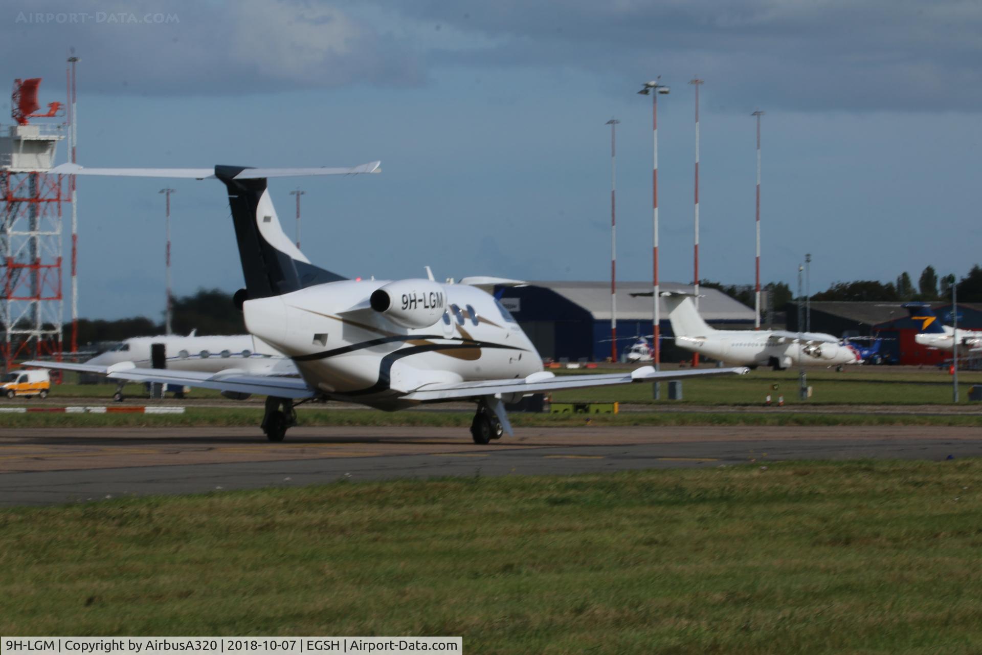9H-LGM, 2010 Embraer EMB-500 Phenom 100 C/N 50000187, departing Norwich