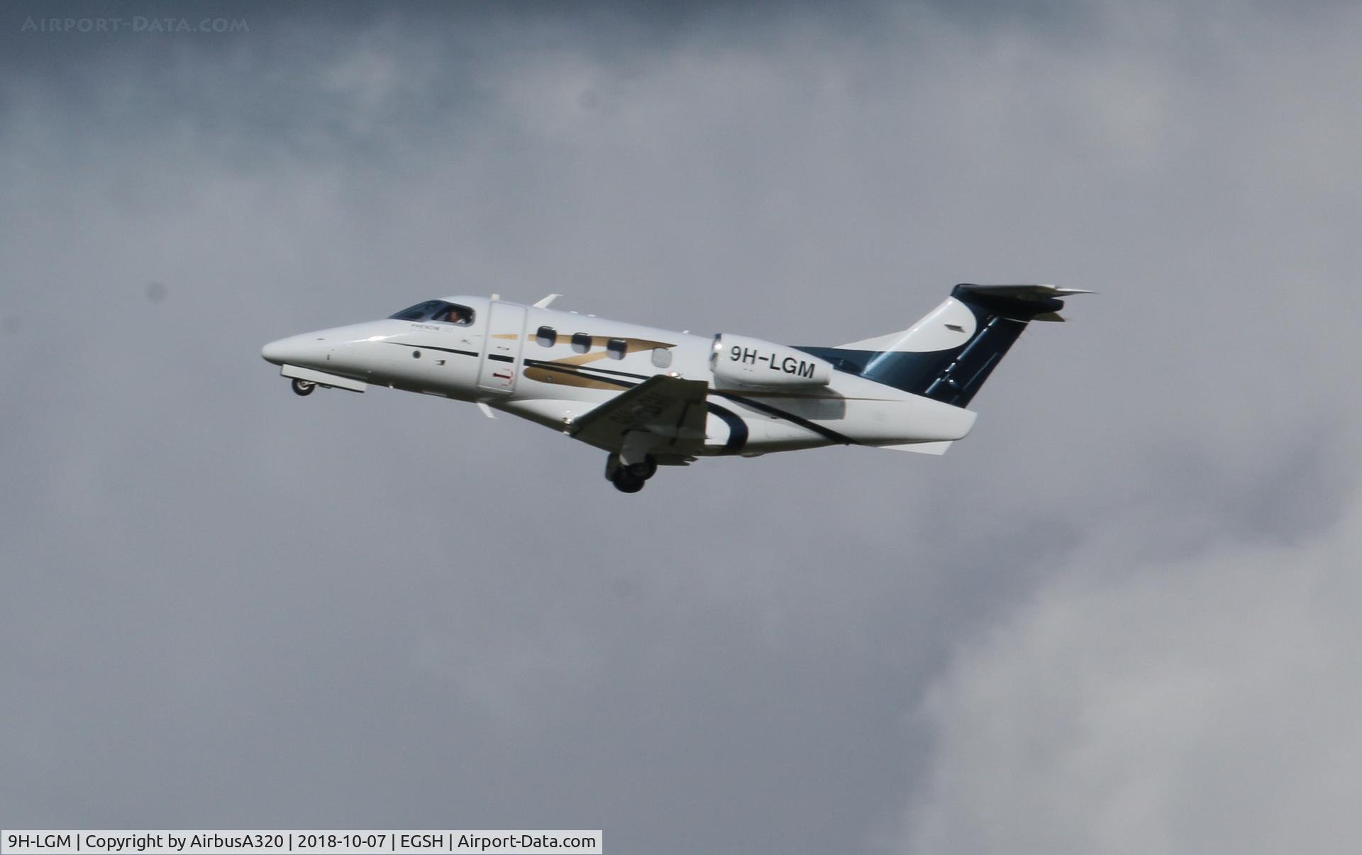 9H-LGM, 2010 Embraer EMB-500 Phenom 100 C/N 50000187, Departing Norwich