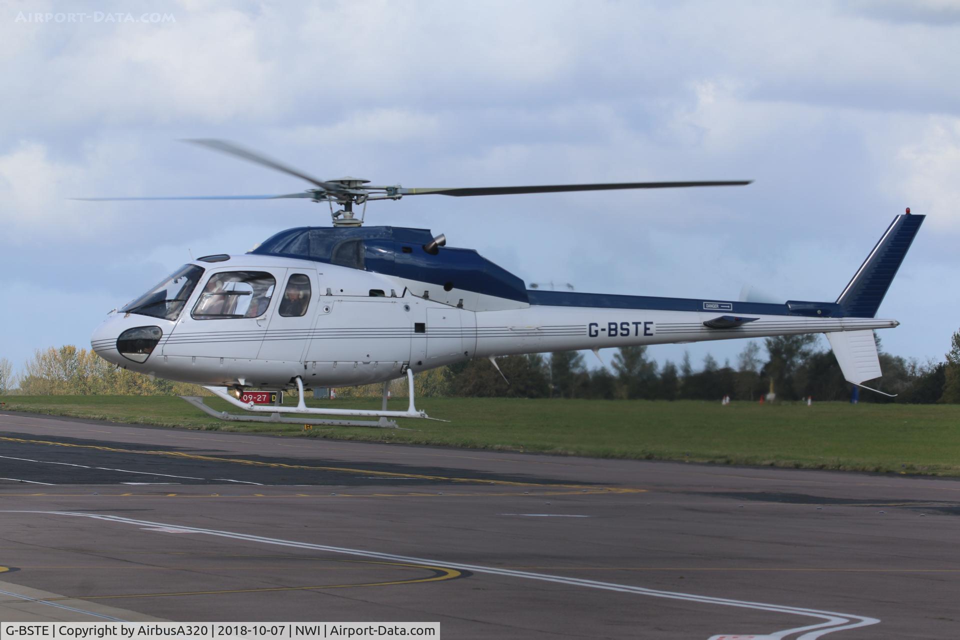 G-BSTE, 1990 Aerospatiale AS-355F-2 Ecureuil 2 C/N 5453, Arriving at Norwich