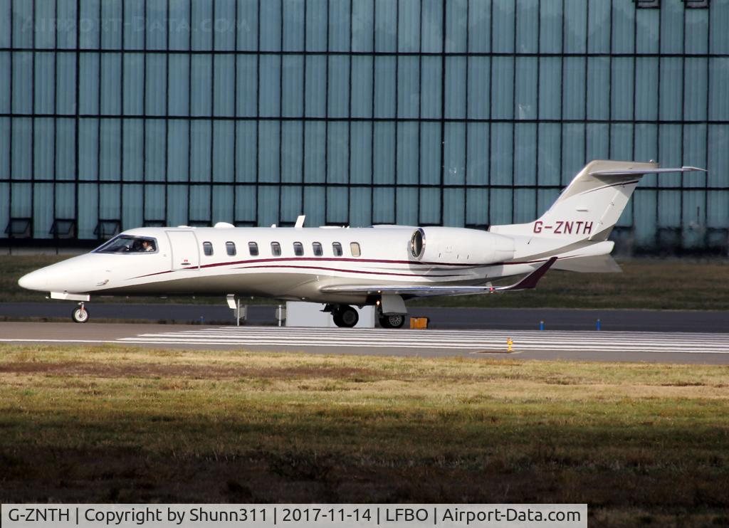 G-ZNTH, 2016 Learjet 45 C/N 45-540, Lining up rwy 32R for departure