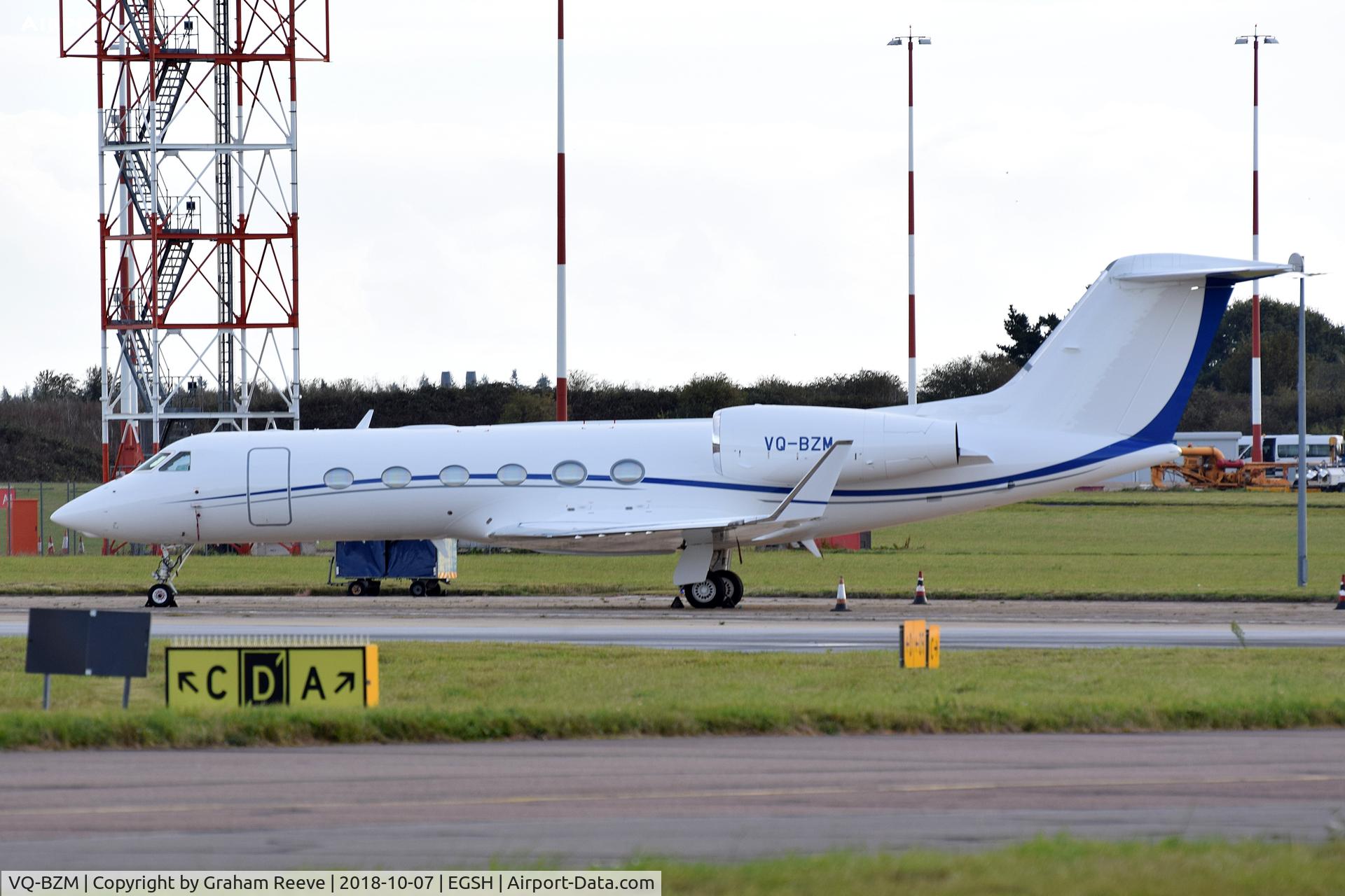 VQ-BZM, 2008 Gulfstream Aerospace GIV-X (G450) C/N 4123, Parked at Norwich in the early morning light.