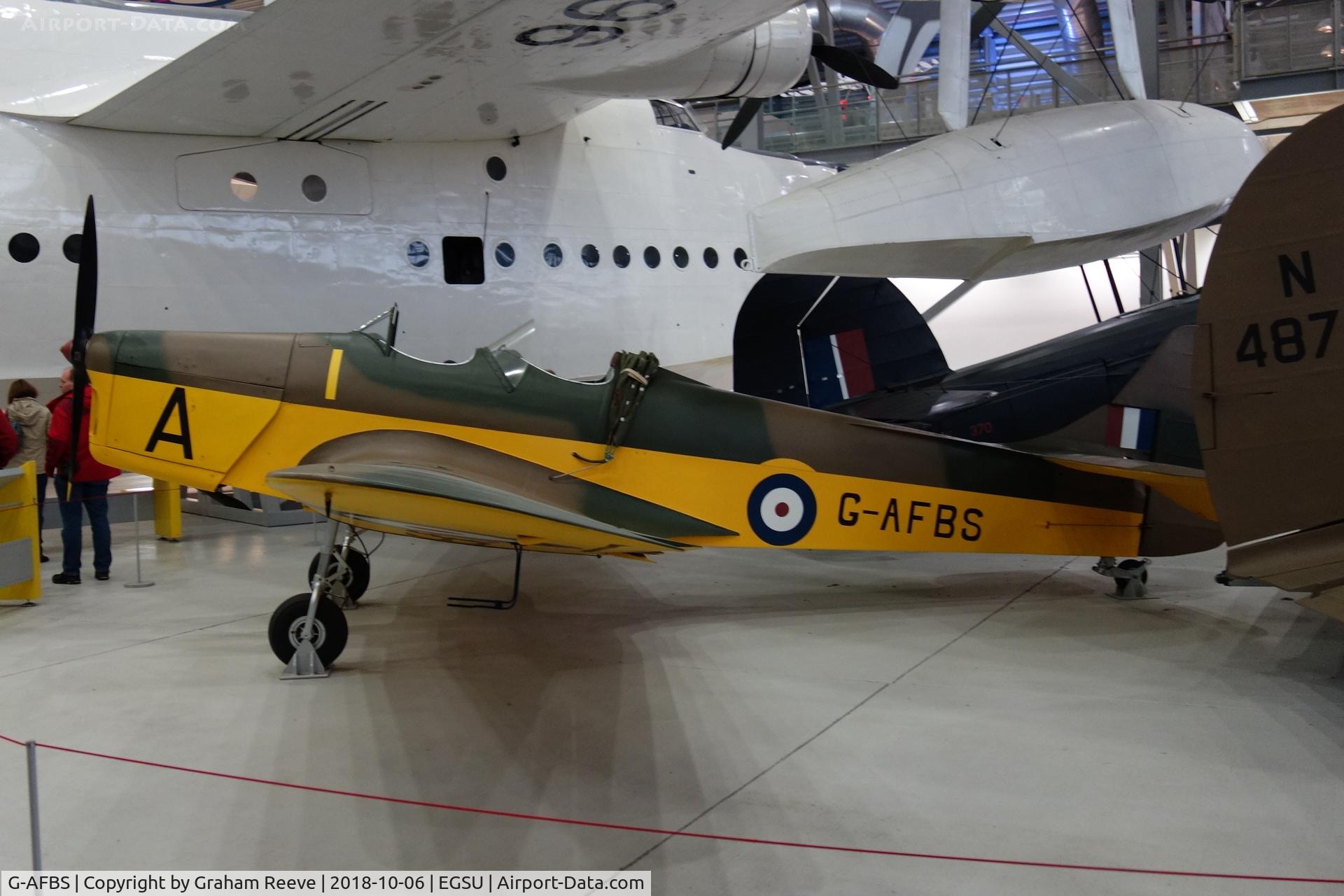 G-AFBS, 1937 Miles M14A Hawk Trainer 3 C/N 539, On display at the IWM, Duxford.