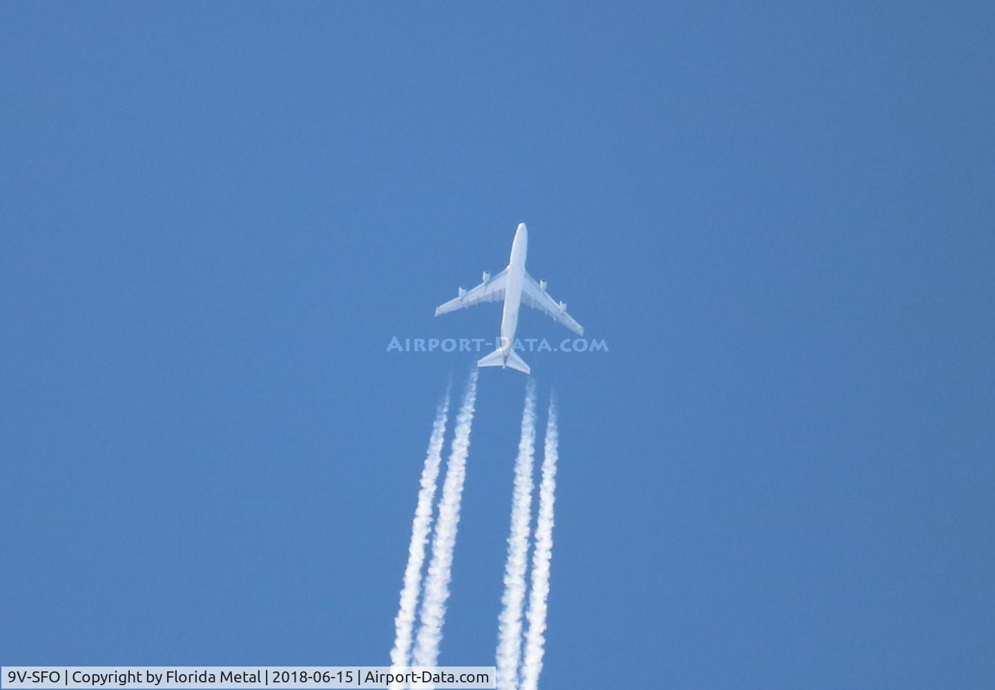 9V-SFO, 2004 Boeing 747-412F/SCD C/N 32900, Singapore Cargo 747-400 flying Anchorage to LAX seen over San Francisco, whose airport code matches the tail number
