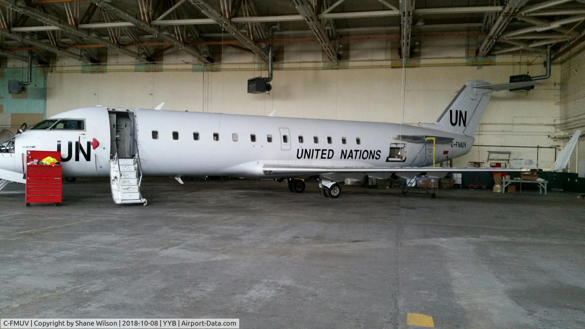 C-FMUV, 1995 Canadair CRJ-100LR (CL-600-2B19) C/N 7073, In the hanger here at Voyageur. Seems to be in the process of being stripped.