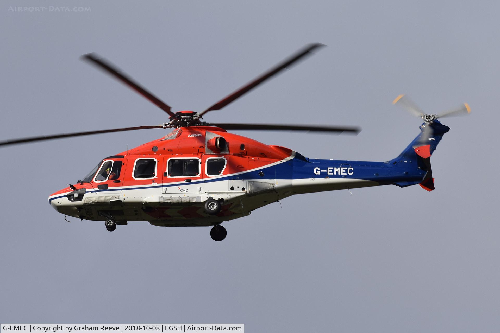 G-EMEC, 2018 Airbus Helicopters EC-175B C/N 5031, Landing at Norwich.