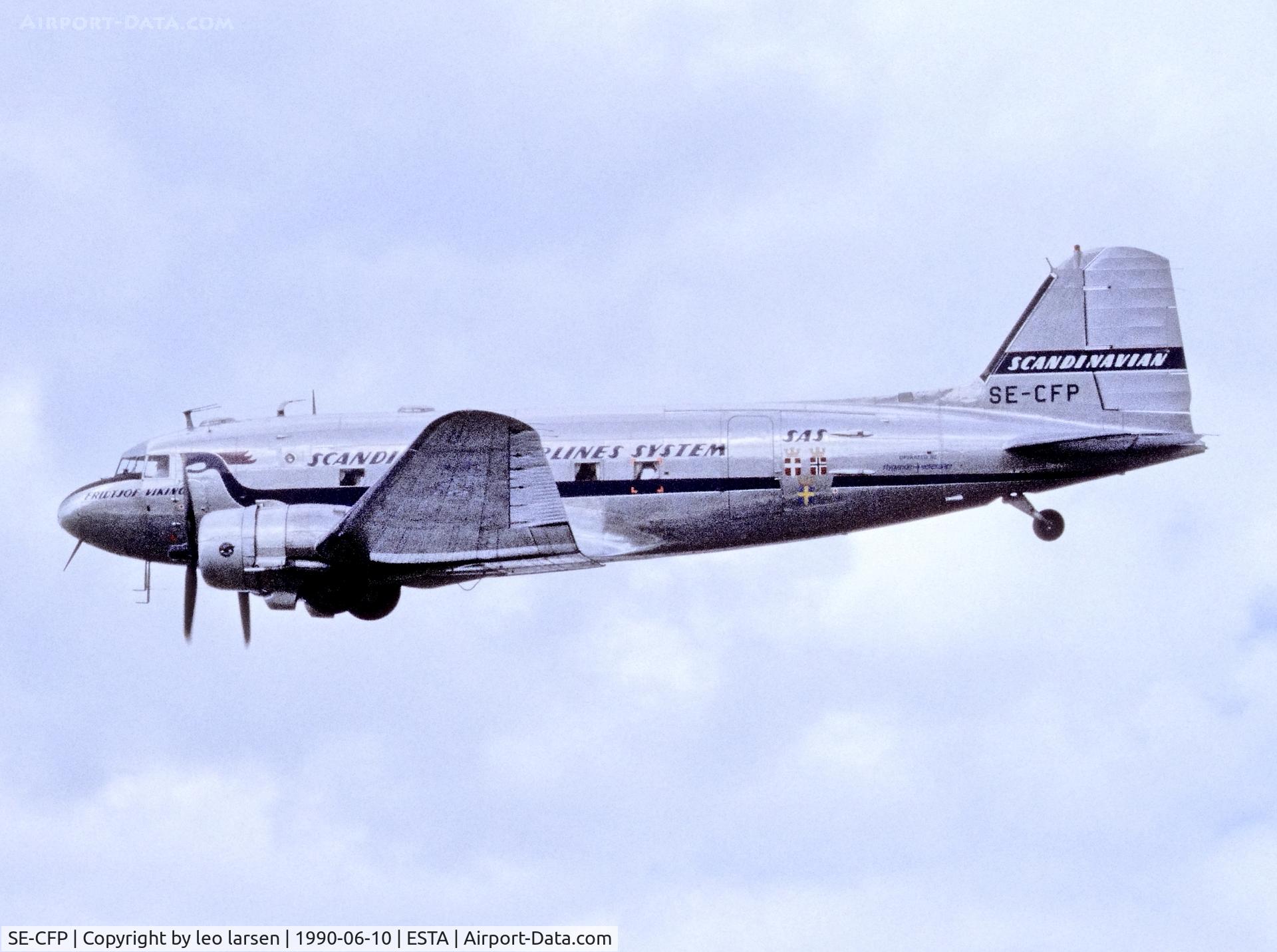 SE-CFP, 1943 Douglas DC-3C (C-47A-60-DL) C/N 13883, Aengelholm 10.6.1990