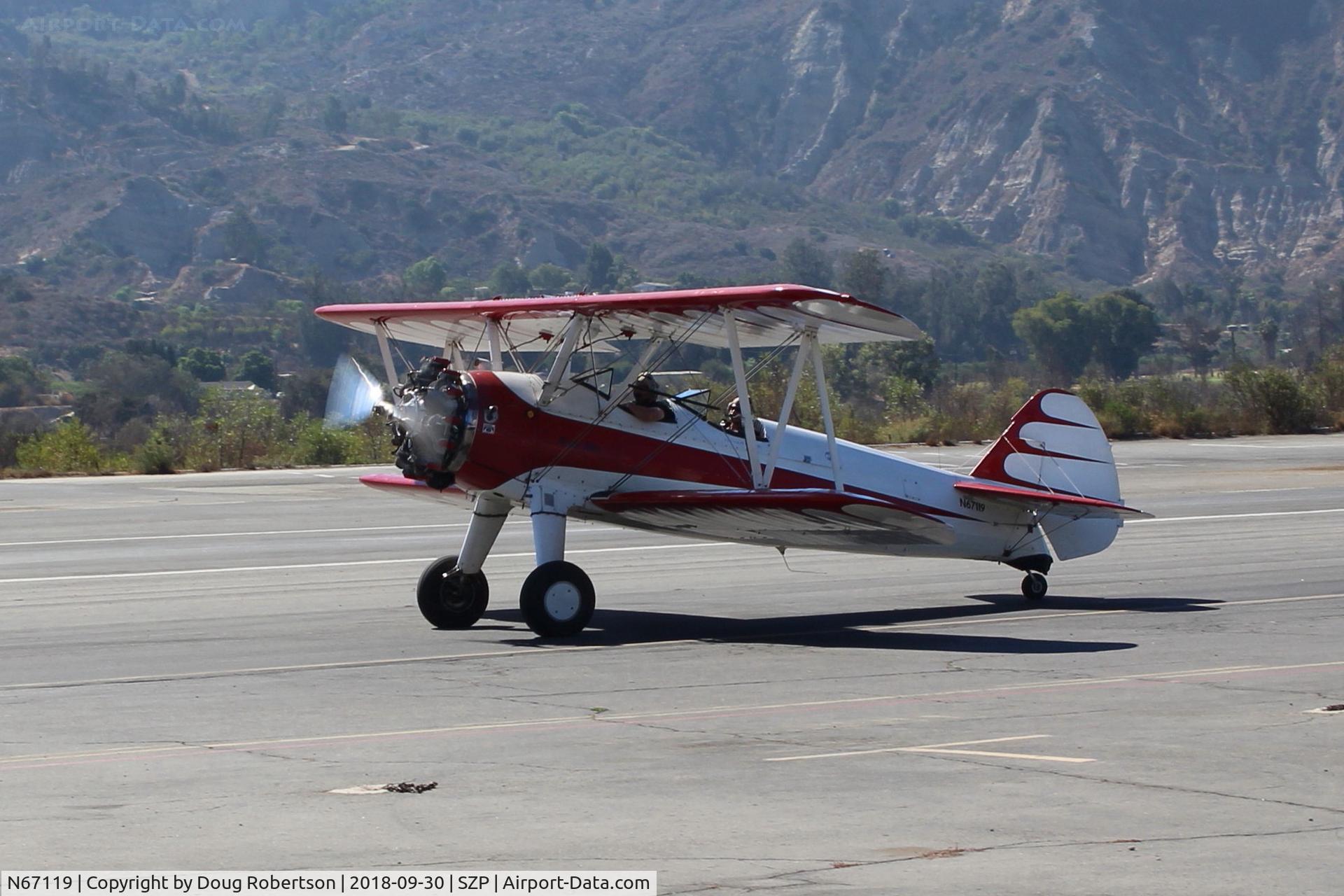 N67119, 1943 Boeing IB75A C/N 75-4622, 1943 Boeing Stearman IB75A, Pratt & Whitney R985 450 Hp, taxi to Rwy 22