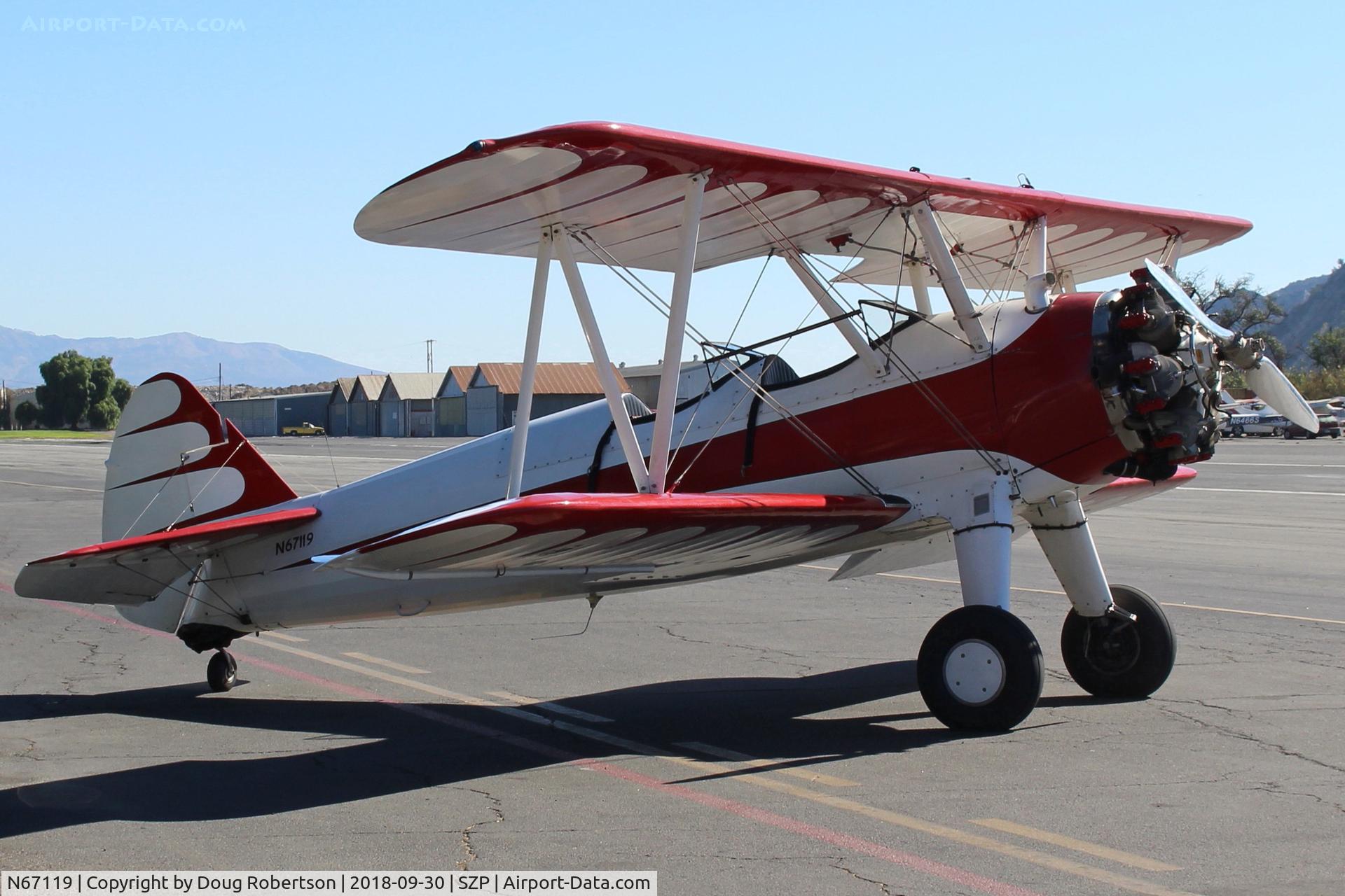 N67119, 1943 Boeing IB75A C/N 75-4622, 1943 Boeing Stearman IB75A, Pratt & Whitney R985 450 Hp radial, parked