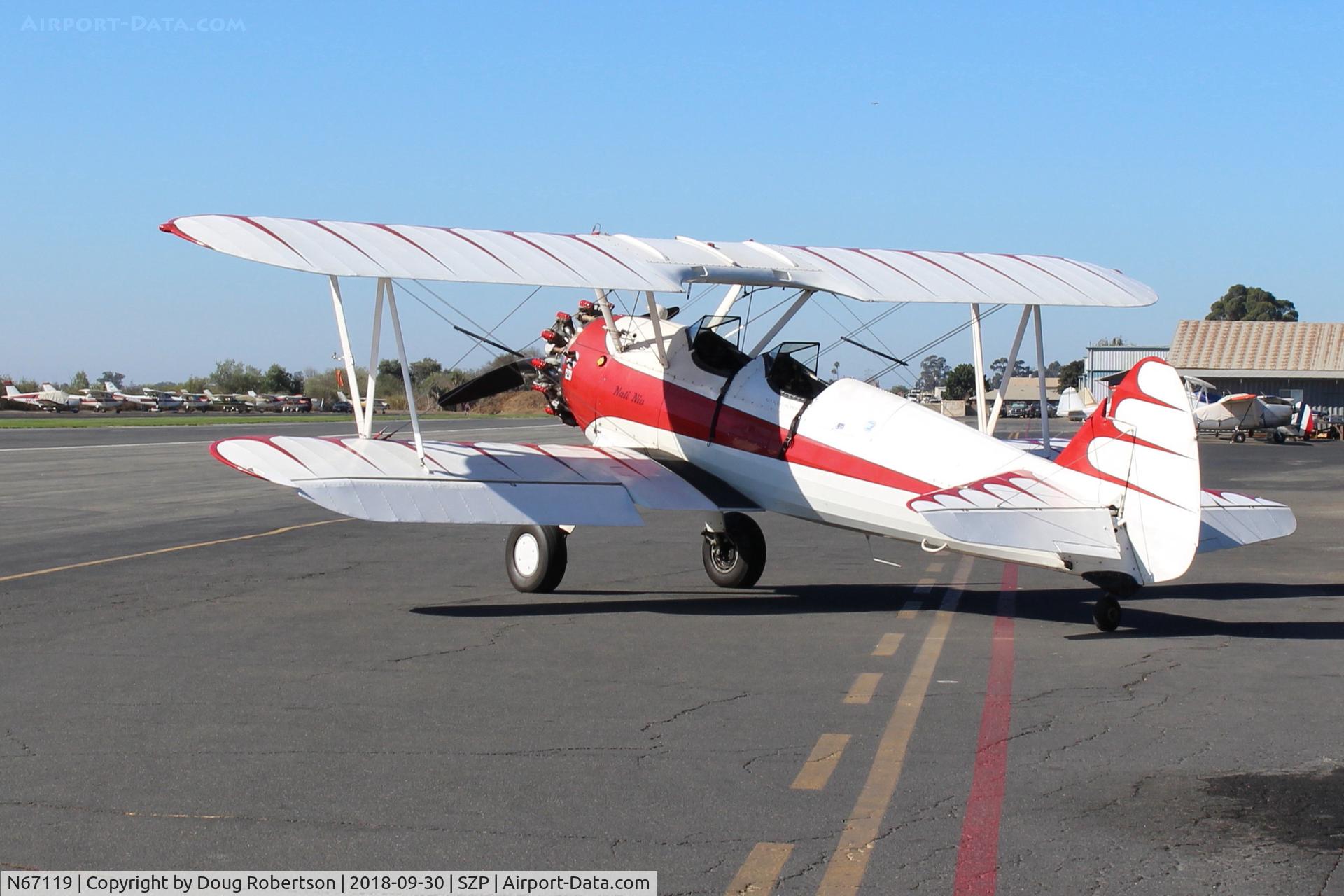 N67119, 1943 Boeing IB75A C/N 75-4622, 1943 Boeing Stearman IB75A, Pratt & Whitney R985 450 Hp radial, parked at the SZP Air Park.