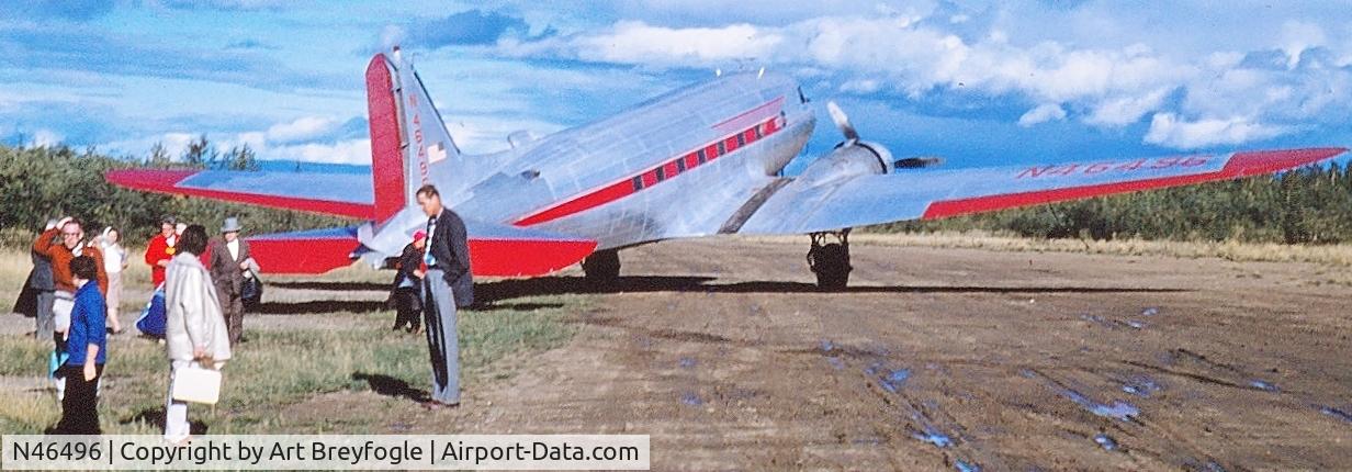 N46496, 1946 Douglas DC3C C/N 9499, Shot from family trip to Alaska in 1960...Landed at Circle Hot Springs...Flew from Eagle, Alaska to here...