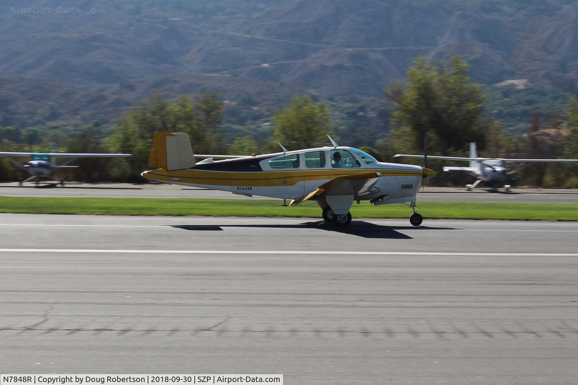 N7848R, 1968 Beech V35A Bonanza C/N D-8904, 1968 Beech V35A BONANZA, Continental IO-550 300 Hp upgrade, landing roll Rwy 22
