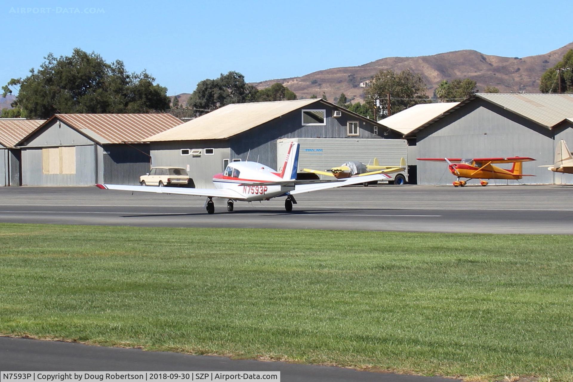 N7593P, 1961 Piper PA-24-250 Comanche C/N 24-2804, 1961 Piper PA-24-250 COMANCHE, Lycoming O-540-A1A5 250 Hp, taxi off the active