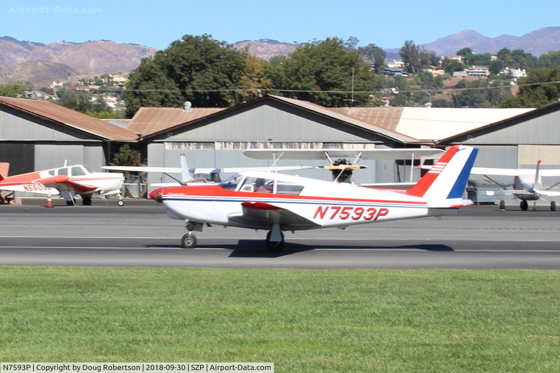 N7593P, 1961 Piper PA-24-250 Comanche C/N 24-2804, 1961 Piper PA-24-250 COMANCHE, Lycoming O-540-A1A5 250 Hp, landing roll Rwy 22