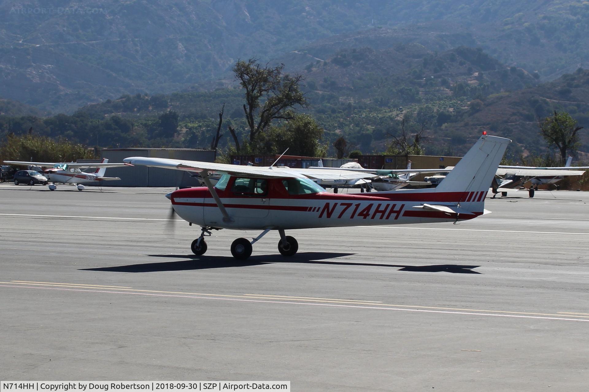 N714HH, 1977 Cessna 150M C/N 15079185, 1977 Cessna 150M, Continental O-200 100 Hp, taxi to Rwy 22
