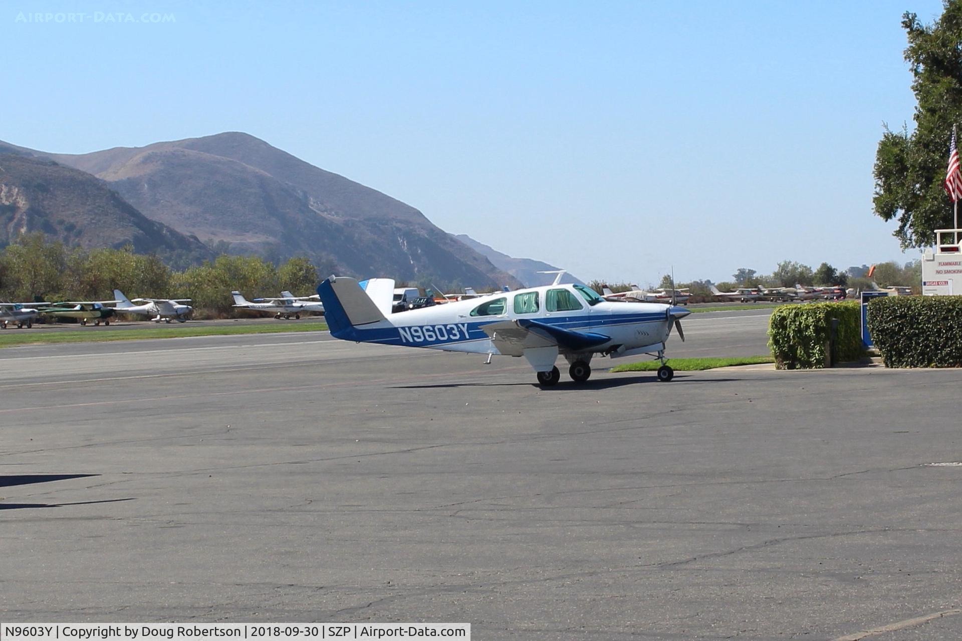 N9603Y, 1963 Beech P35 Bonanza C/N D-7115, 1963 Beech P35 BONANZA, Continental IO-470-N 260 Hp, at Fuel Dock