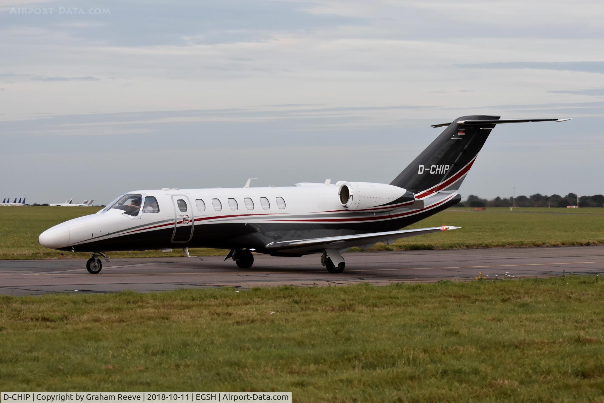 D-CHIP, 2016 Cessna 525B CitationJet CJ3+ C/N 525B-0498, Just landed at Norwich.